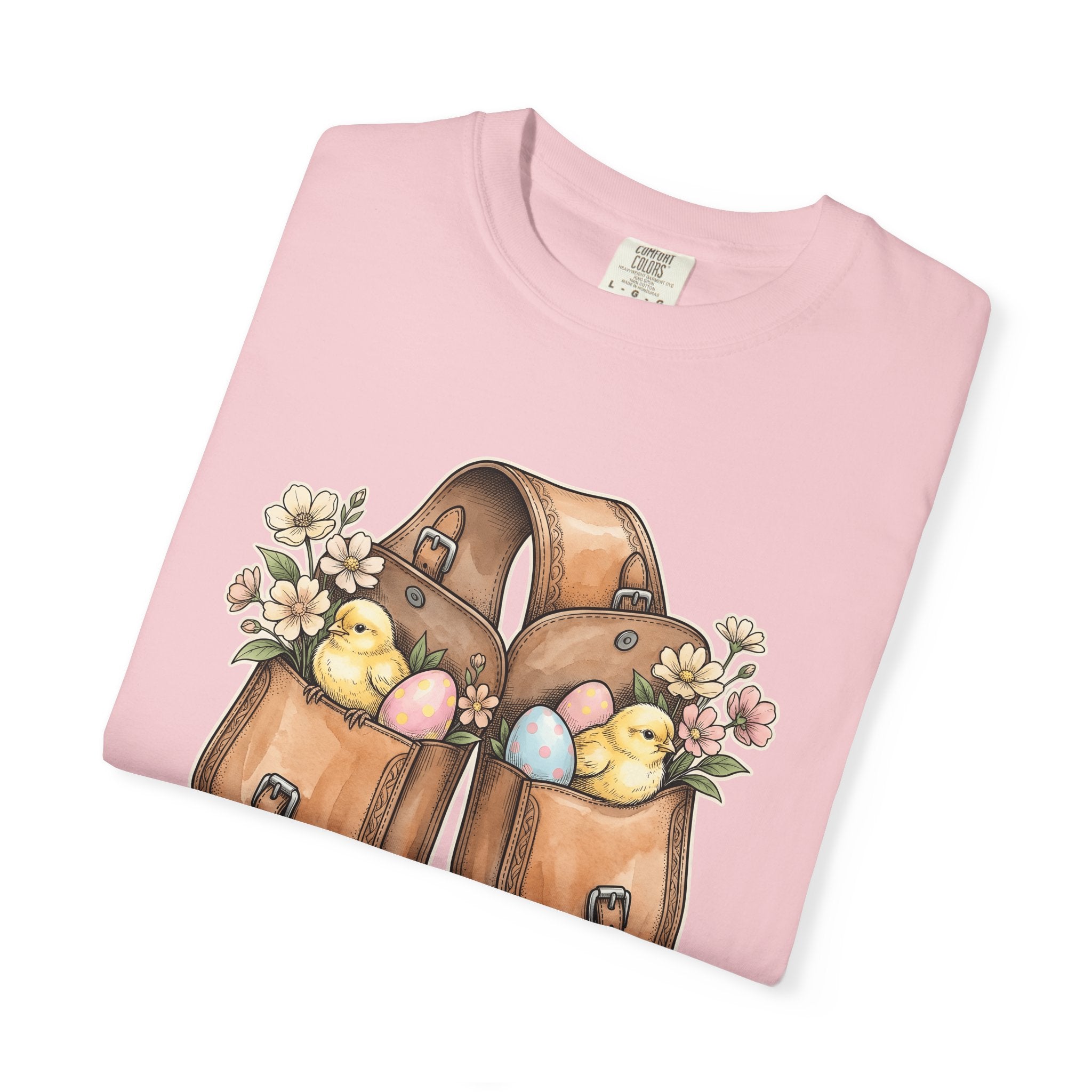 Baby Chicken Bag Shirt Easter Flowers Gift Women Floral Tee Chick Bag T-Shirt Easter Fan Botanical Graphic Tshirt Retro Nest Tshirt