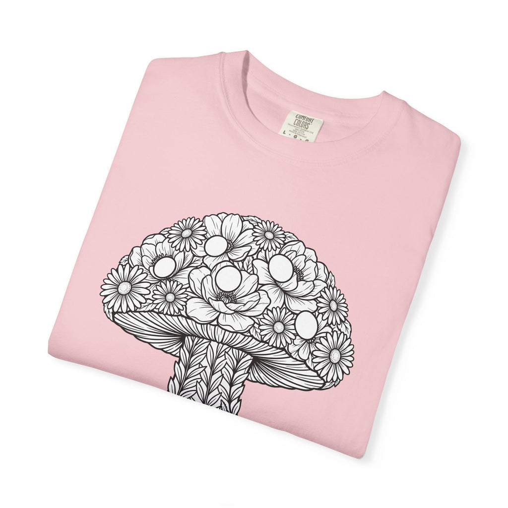 Fungus Flower Shirt Valentine's Day Outdoors Gift Women Rustic Tee Mushroom T-Shirt Valentine Fan Vintage Tshirt Wilderness Graphic Sketch