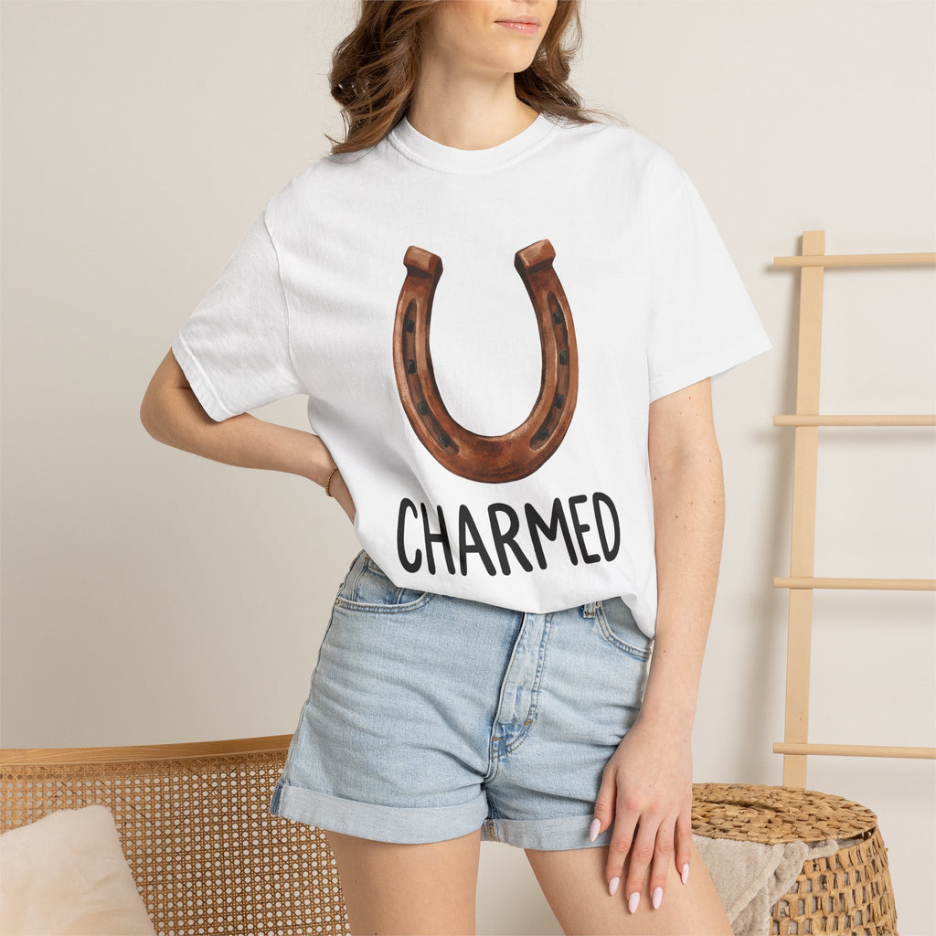 Horseshoe Art Shirt Lucky Cowboy Gift Women Tribal Tee Horseshoe T-Shirt Fortune Fan Celtic Tshirt Rodeo Graphic Doodle Lucky Symbol Tshirt