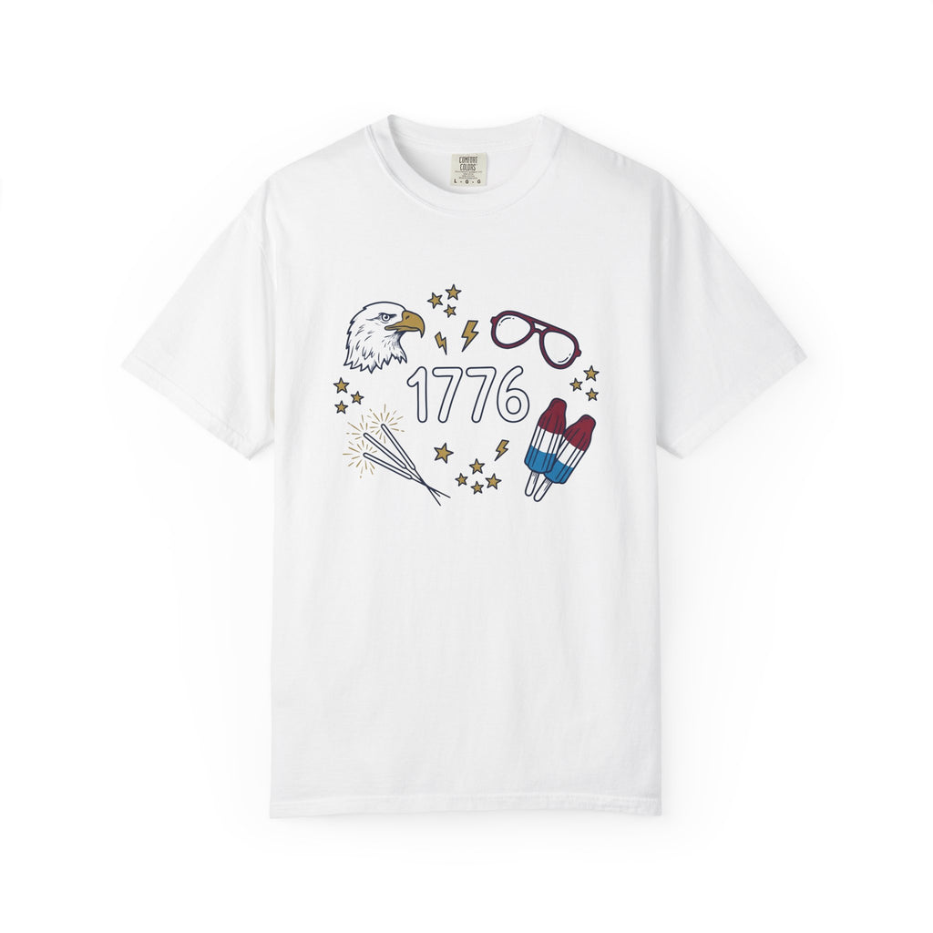 Bald Eagle Shirt America 4Th Of July Patriotic Gift Women Doodle Tee Eagle T-Shirt American Fan Eagle Tshirt Star Graphic Vintage Popsicle