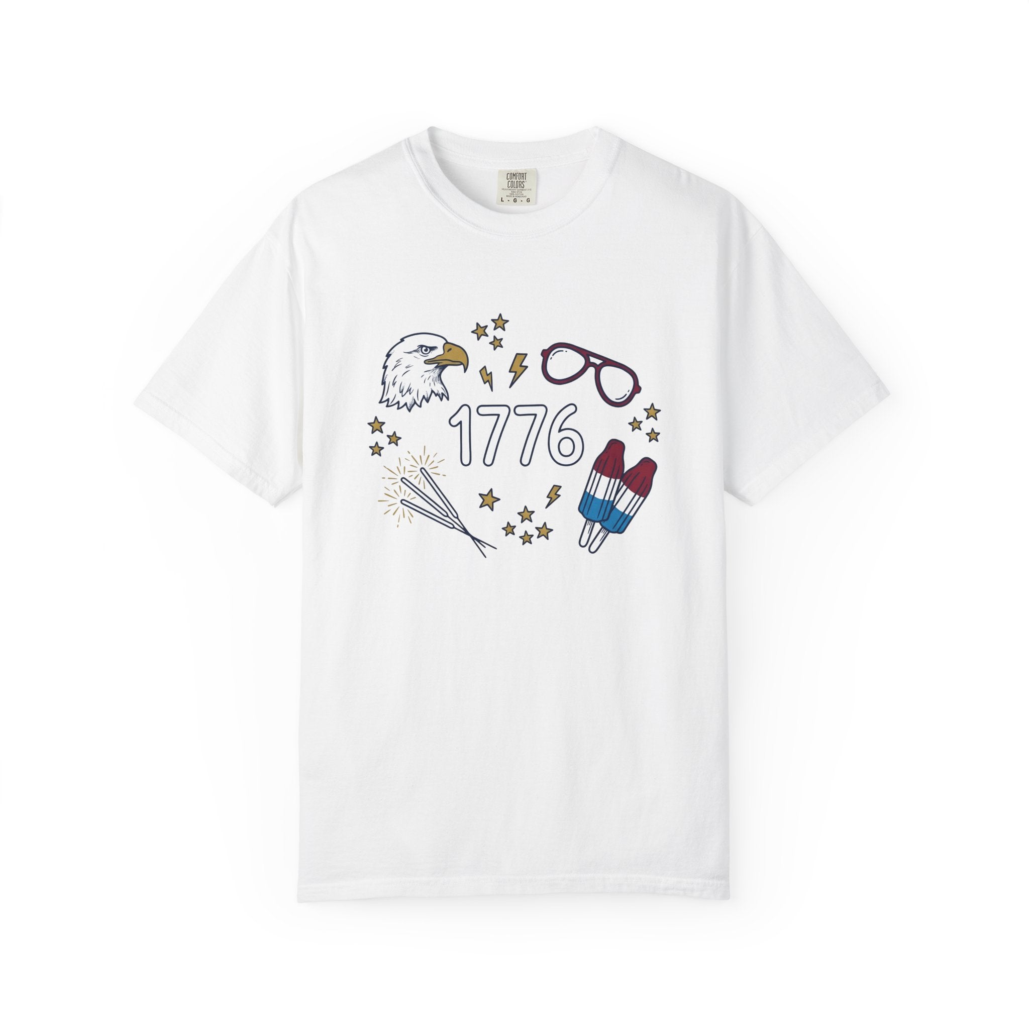 Bald Eagle Shirt America 4Th Of July Patriotic Gift Women Doodle Tee Eagle T-Shirt American Fan Eagle Tshirt Star Graphic Vintage Popsicle