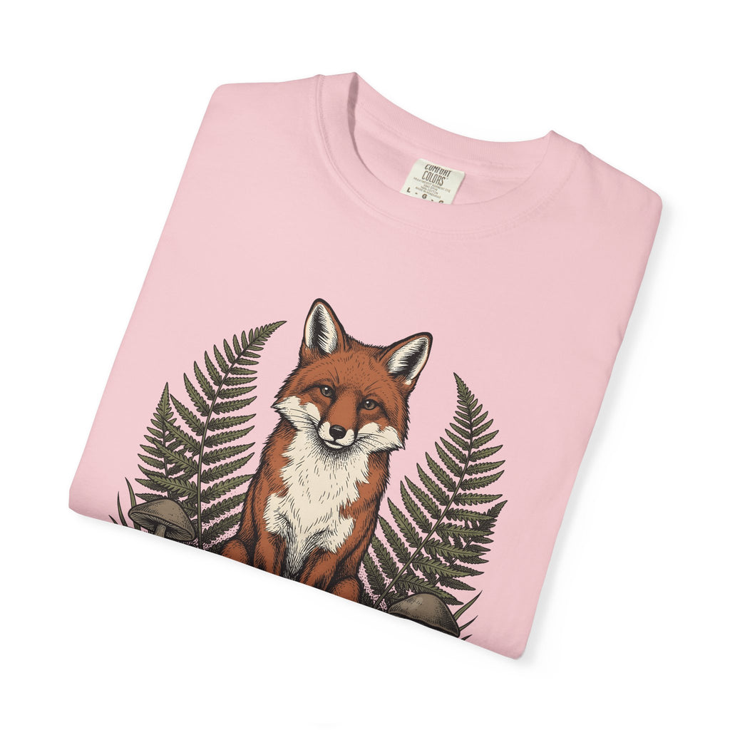 Fox Shirt Animals Woods Gift Women Retro Tee Vixen T-Shirt Wildlife Fan Vintage Tshirt Forest Graphic Sketch Toadstools Tshirt
