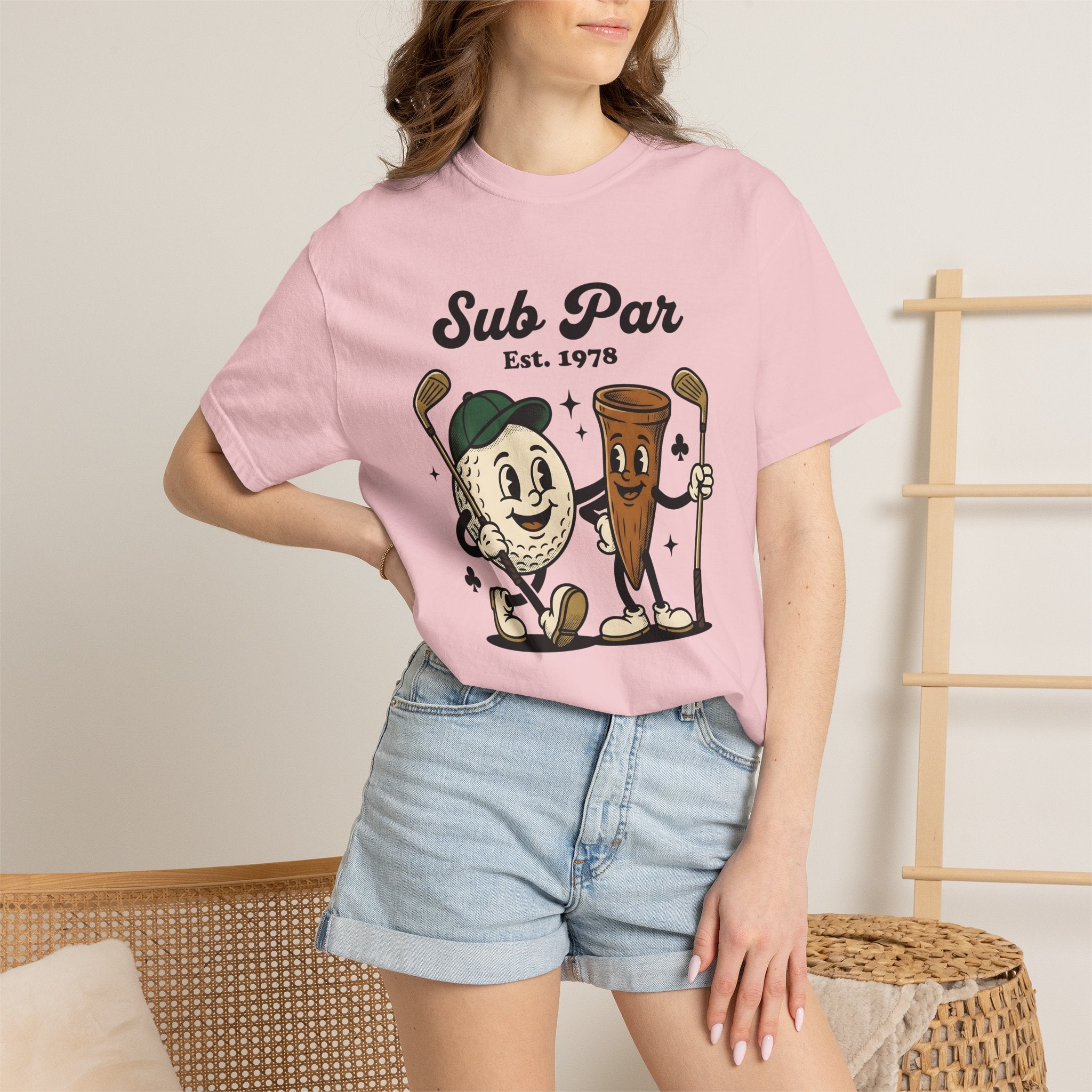 Golf Tee Ball Shirt Golf Satire Gift Women Animated Tee Golf Ball T-Shirt Golfer Fan Cartoon Tshirt Parody Graphic Hand Drawn Golf Driver
