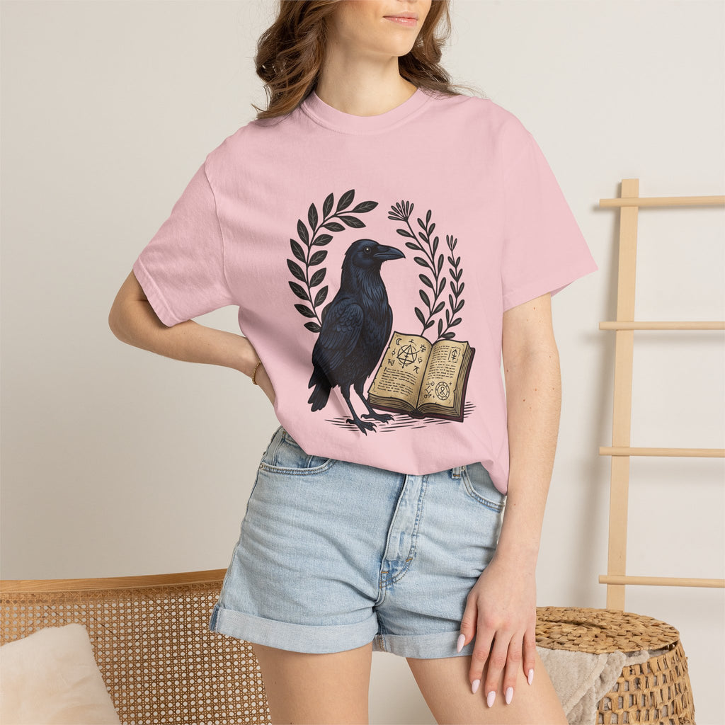 Crow Journal Shirt Halloween Magic Gift Women Retro Tee Diary T-Shirt Horror Fan Occult Tshirt Mystic Graphic Sketch Floral Tshirt