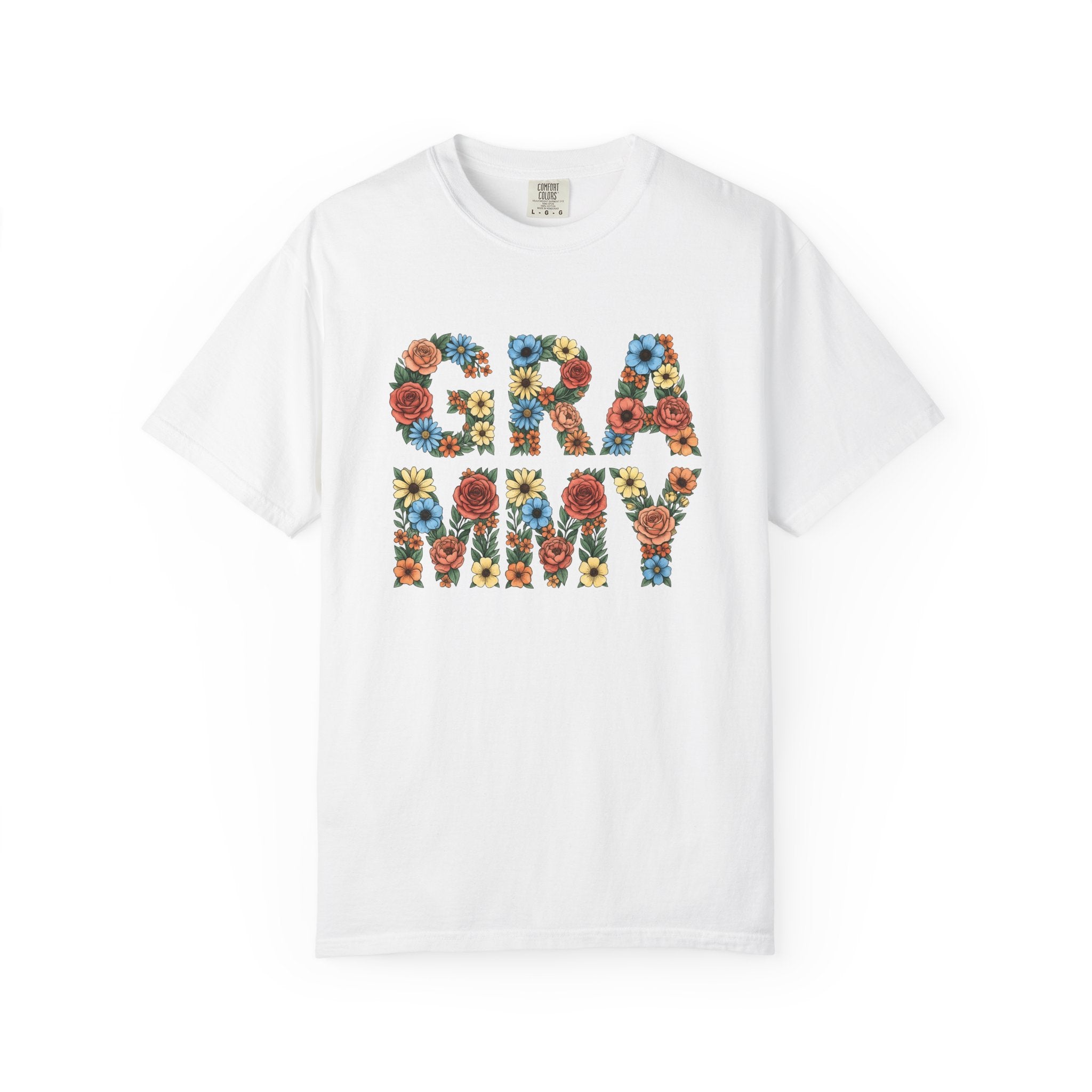 Flower Initials Shirt Grandma Wrap Gift Women Line Art Tee Monogram T-Shirt Nana Enthusiast Illustration Graphic Cartoon Rose Petals Tshirt