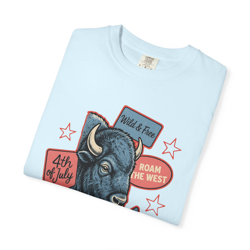 Bison Graphic Shirt 4th Of July Patriotic Gift Women Vintage Tee Buffalo T-Shirt Independence Fan American Tshirt National Graphic Retro