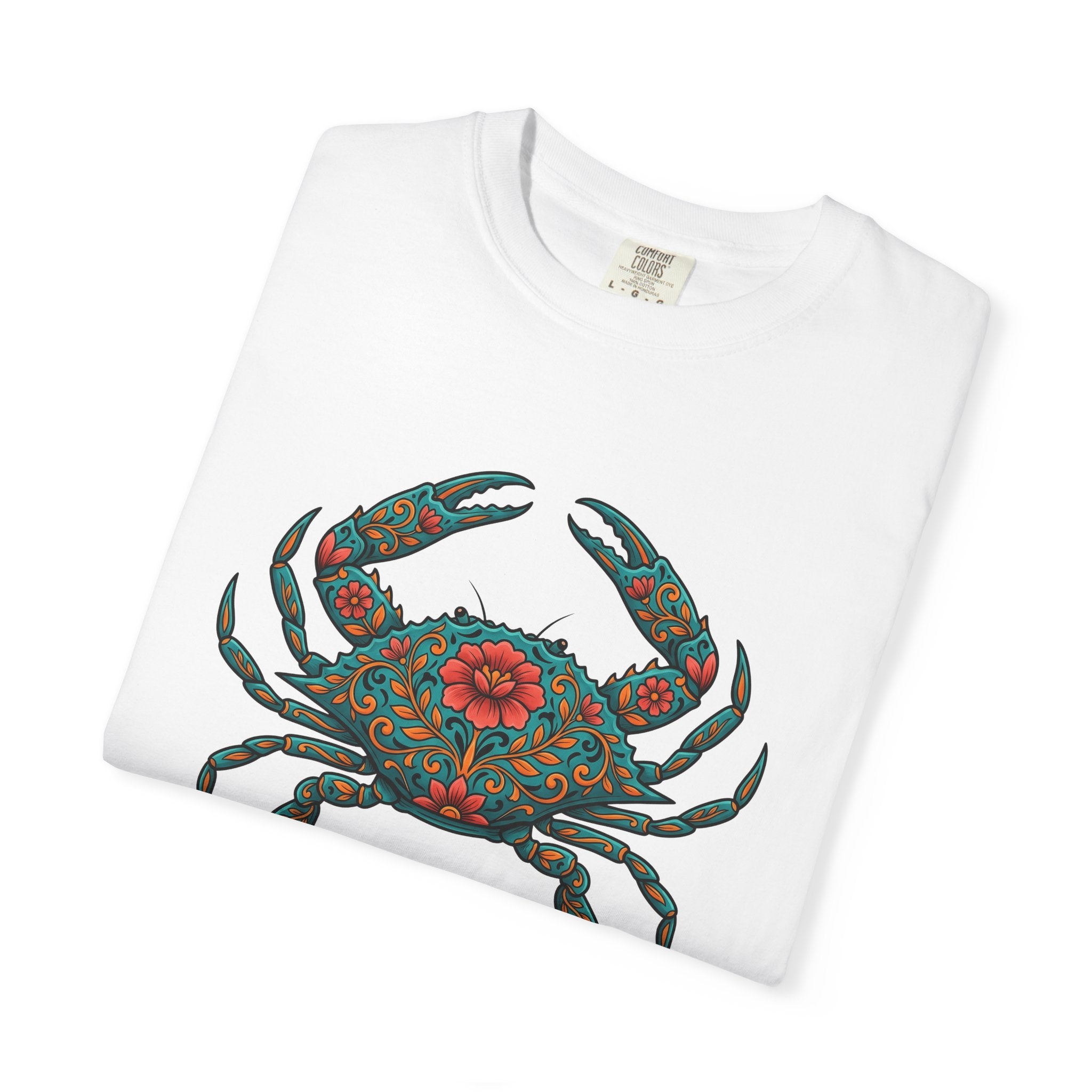 Floral Crab Shirt Animals & Flowers Ocean Gift Women Boho Tee Crab T-Shirt Flower Fan Boho Chic Tshirt Sea Graphic Folk Art Mandala Tshirt