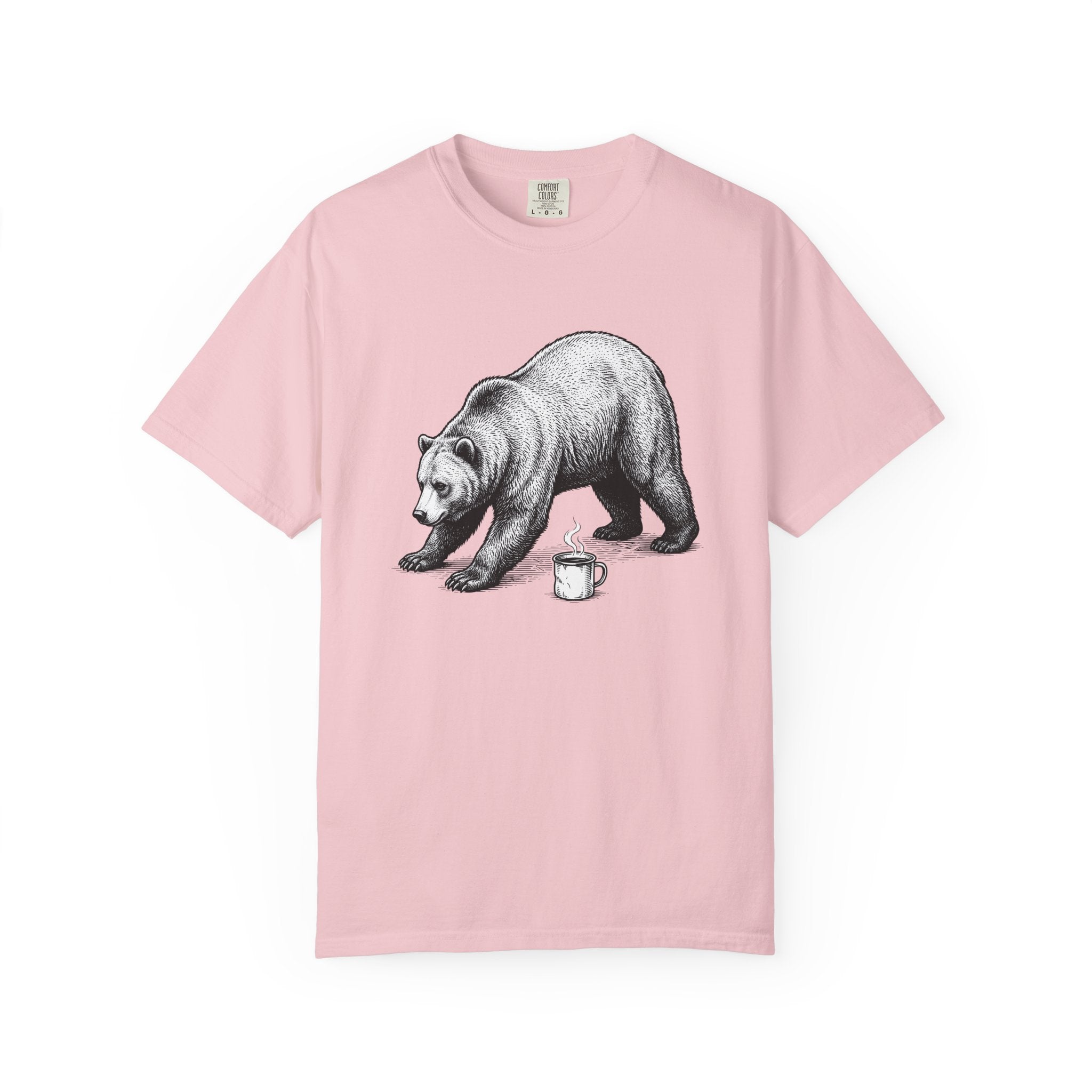Bear Latte Shirt Coffee Outdoors Gift Women Sketch Tee Latte Art T-Shirt Coffee Fan Coffee Art Tshirt Adventure Graphic Retro Cup Tshirt