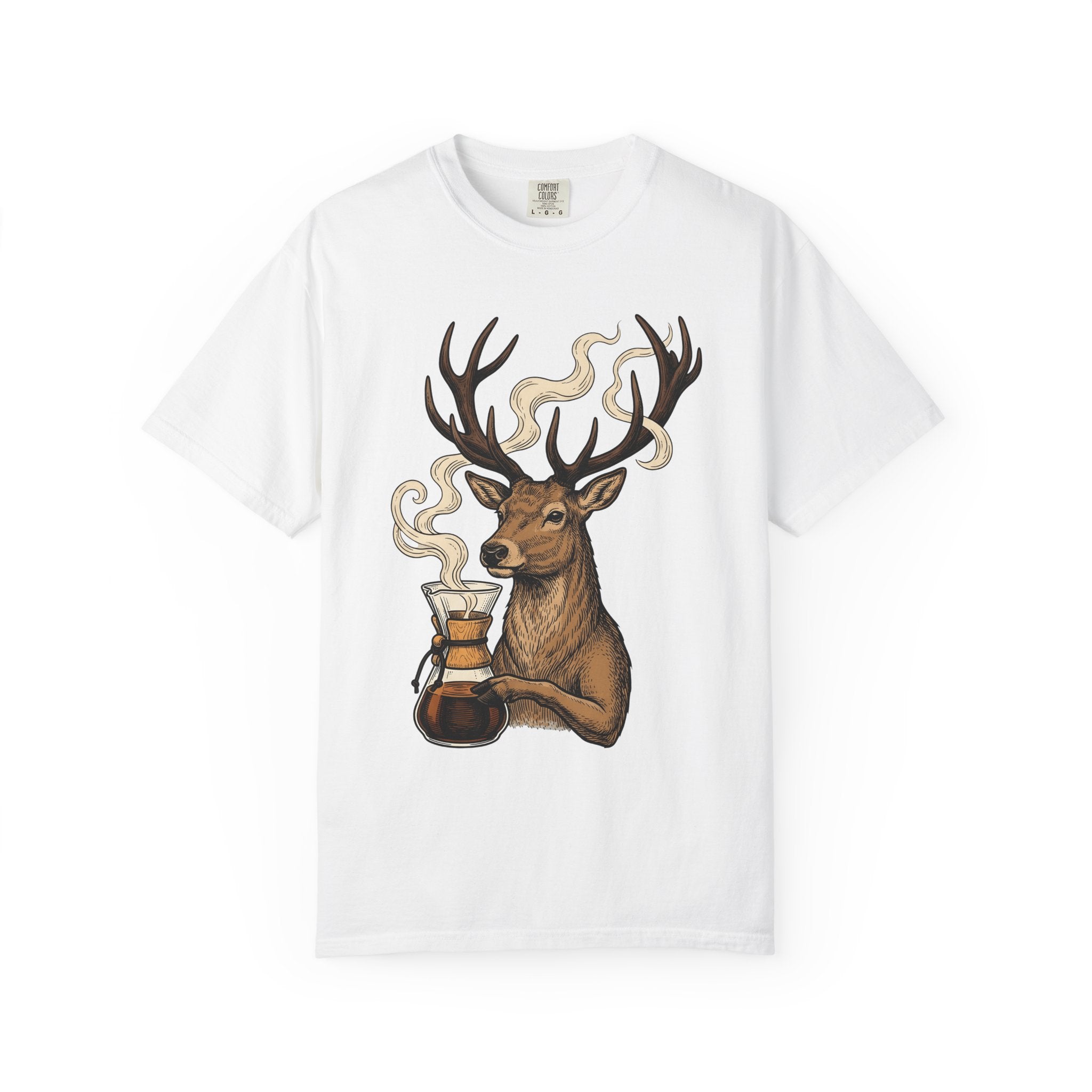 Elk Latte Shirt Coffee Wildlife Gift Women Sketch Tee Latte Art T-Shirt Coffee Fan Wildlife Animal Graphic Tshirt Retro Vapor Tshirt