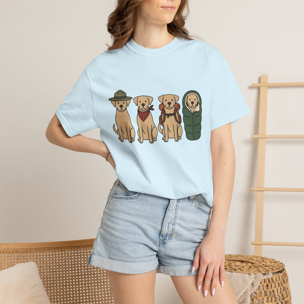 Labrador Retrievers Shirt Dog Hiking Gift Women Caricature Tee Labrador T-Shirt Dog Fan Cartoon Tshirt Trekking Graphic Clean Camping