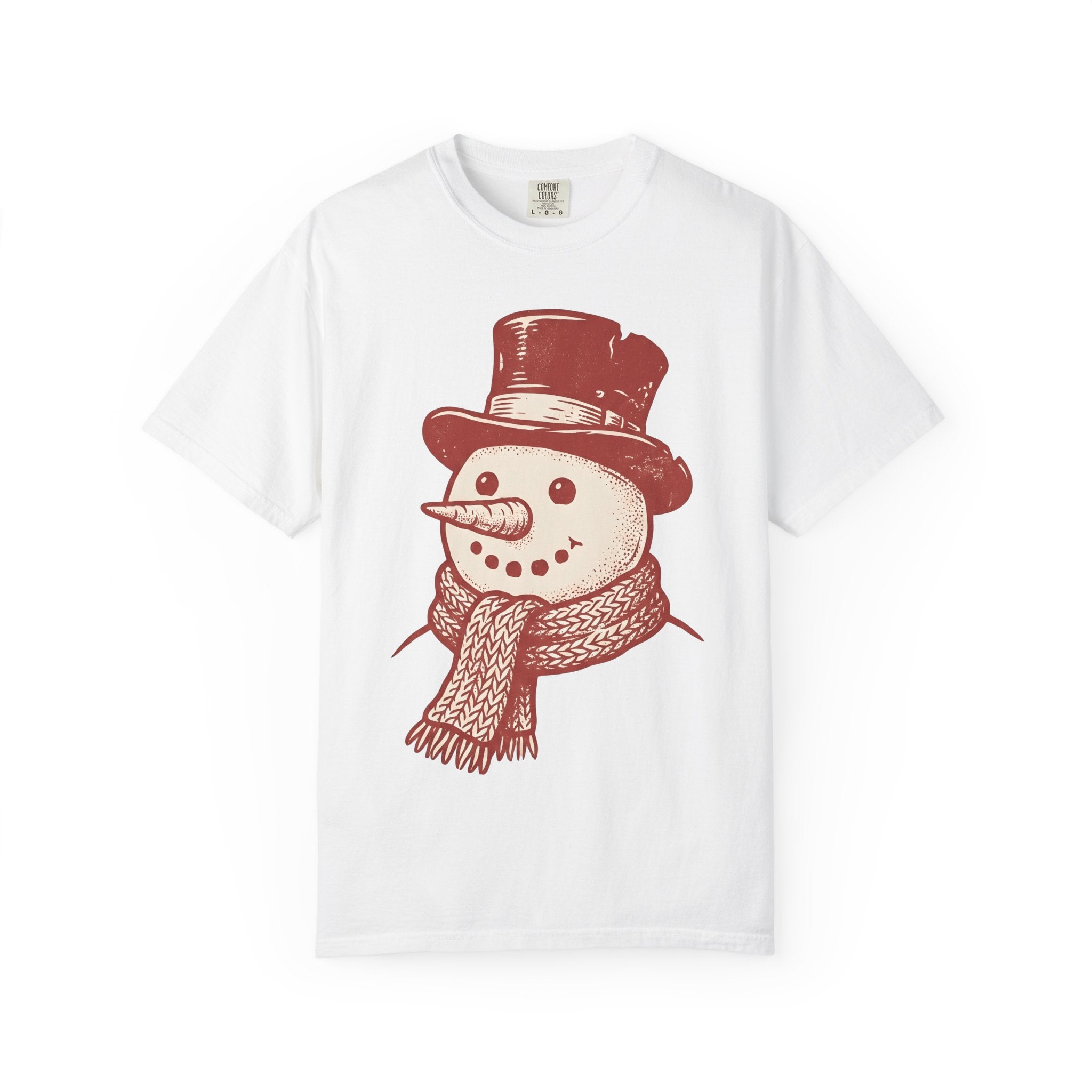 Snowman Illustration Shirt Christmas Holiday Gift Women Retro Tee Frosty T-Shirt Xmas Fan Vintage Tshirt Seasonal Graphic Sketch Neck Warmer