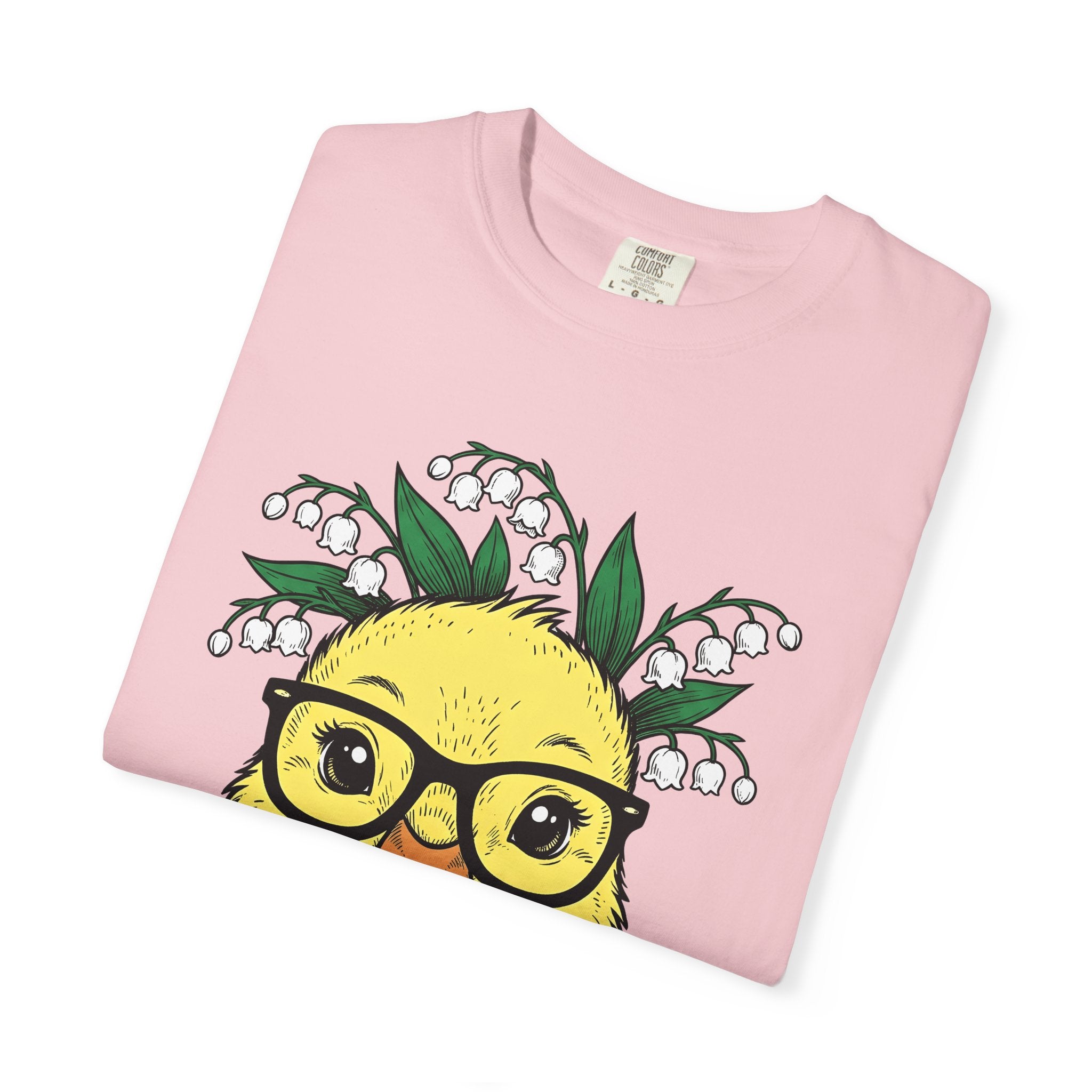 Duck Chick Spectacles Shirt Easter Creature Gift Women Animated Tee Duckling T-Shirt Easter Fan Cartoon Tshirt Animal Graphic Doodle Flower