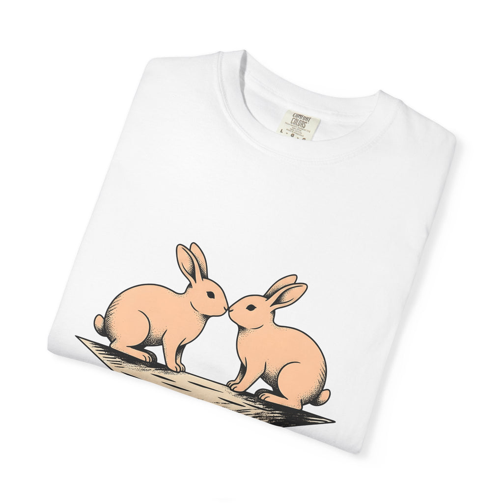 Rabbit Pair Shirt Animals Romance Gift Women Retro Tee Bunny T-Shirt Pet Fan Vintage Tshirt Love Graphic Sketch Love Symbol Tshirt