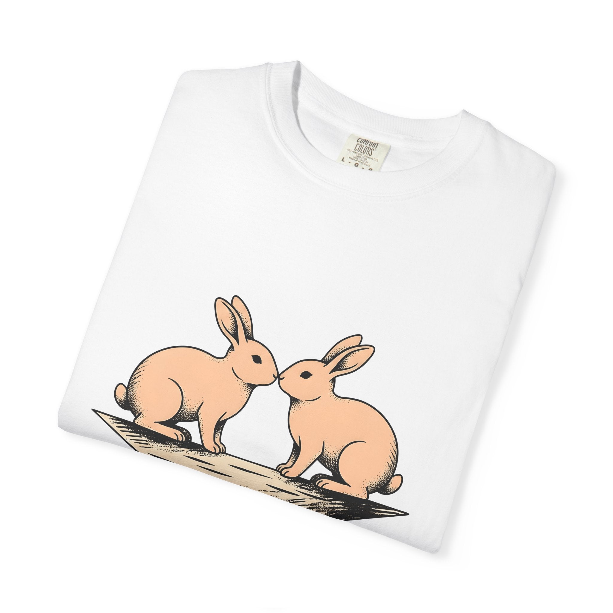 Rabbit Pair Shirt Animals Romance Gift Women Retro Tee Bunny T-Shirt Pet Fan Vintage Tshirt Love Graphic Sketch Love Symbol Tshirt
