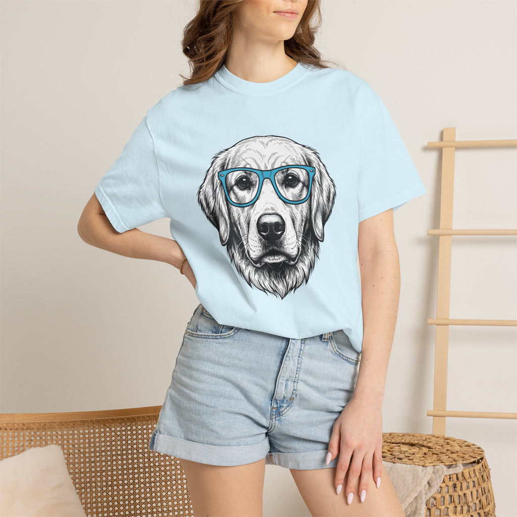 Golden Retriever Shirt Dog Pets Gift Women Hand Drawn Tee Retriever T-Shirt Dog Fan Puppy Tshirt Animal Graphic Vintage Glasses Tshirt