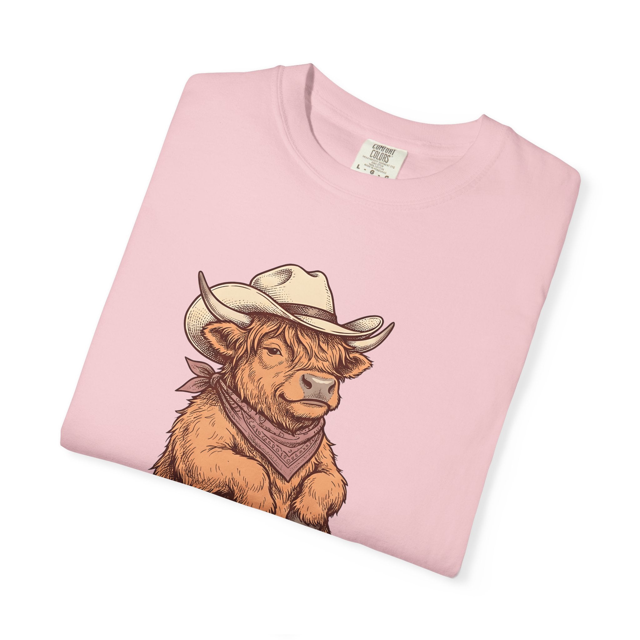 Highland Cow Shirt Cowgirl Western Gift Women Hand Drawn Tee Heifer T-Shirt Cowgirl Fan Illustrated Graphic Tshirt Vintage Cowboy Hat Tshirt