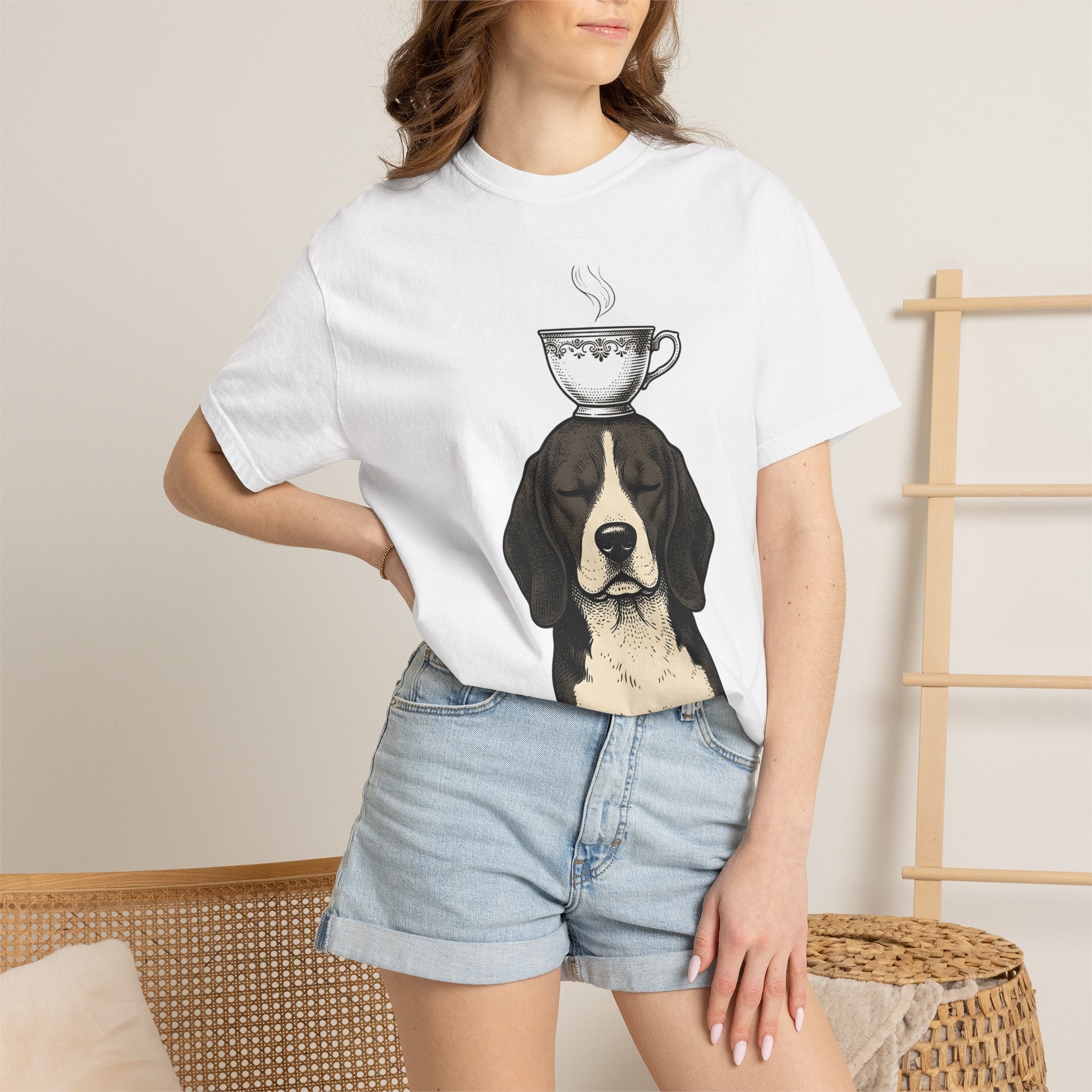Beagle Puppy Shirt Dog Espresso Gift Women Sketch Tee Hound T-Shirt Dog Fan Drawing Tshirt Retro Mug Tshirt