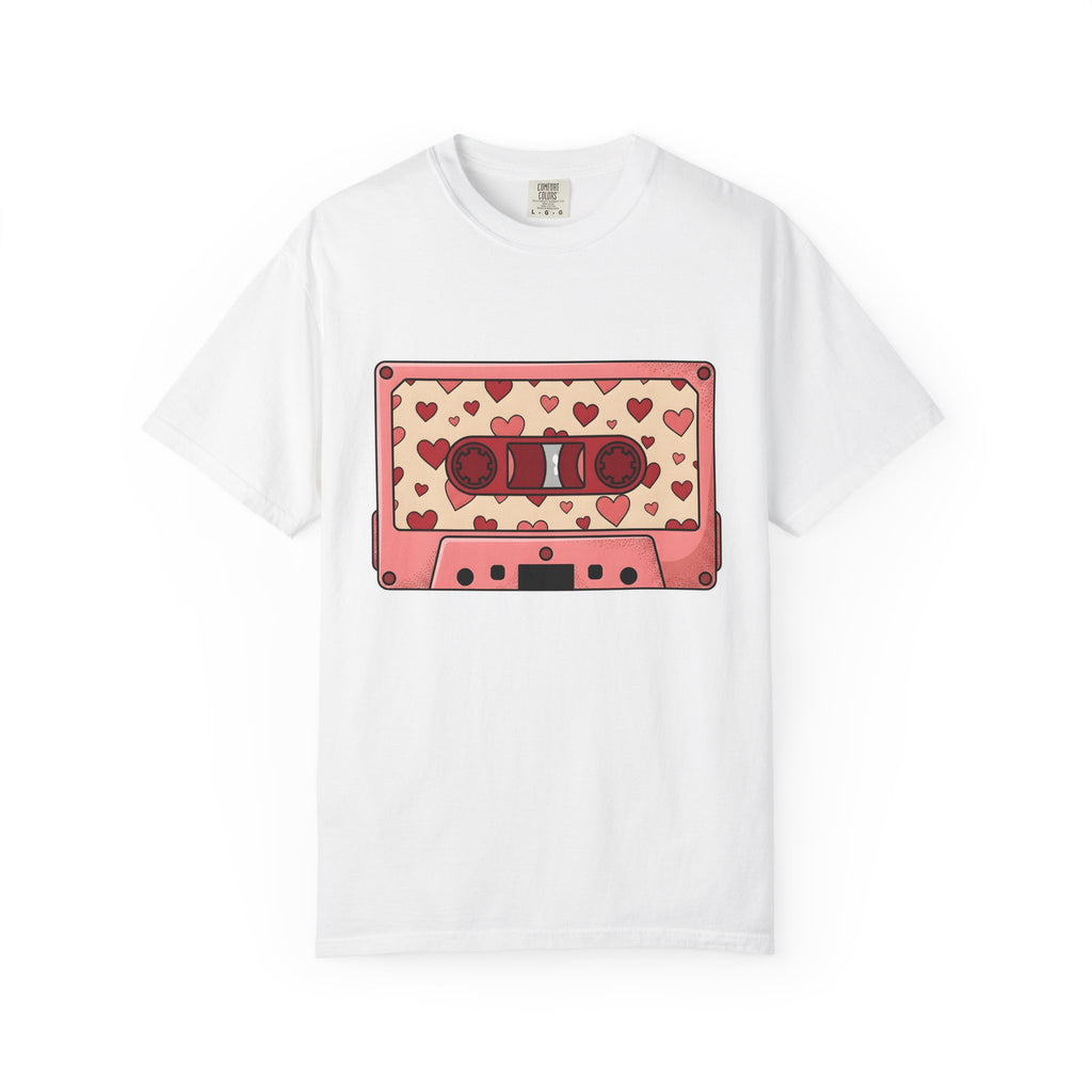 Tape Cassette Shirt Valentines Day Audio Gift Women Sketch Tee Cassette T-Shirt Valentine Fan Drawing Tshirt Sound Graphic Old School Love