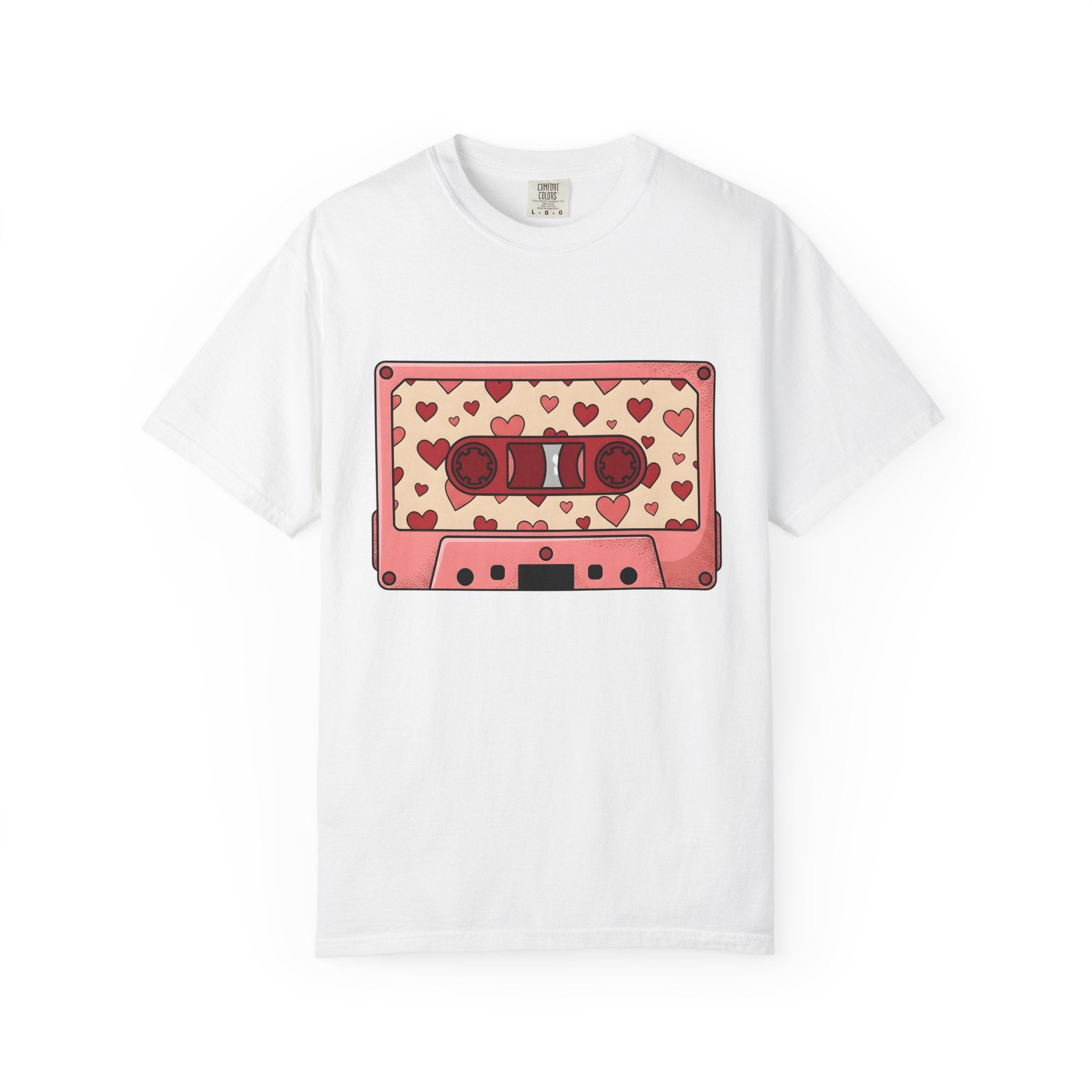 Tape Cassette Shirt Valentines Day Audio Gift Women Sketch Tee Cassette T-Shirt Valentine Fan Drawing Tshirt Sound Graphic Old School Love