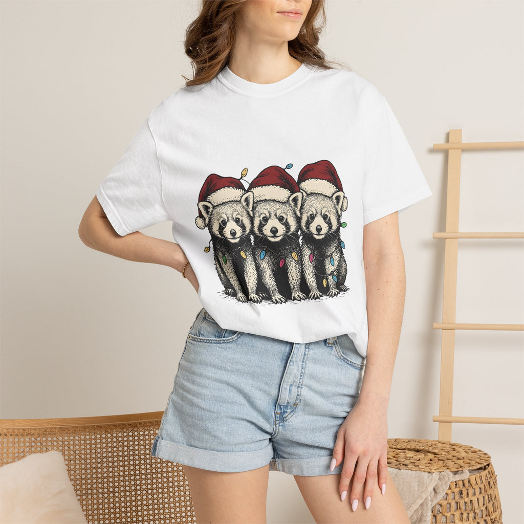 Red Panda Family Shirt Christmas Fauna Gift Women Illustration Tee Panda T-Shirt Christmas Fan Drawing Tshirt Wildlife Graphic Doodle