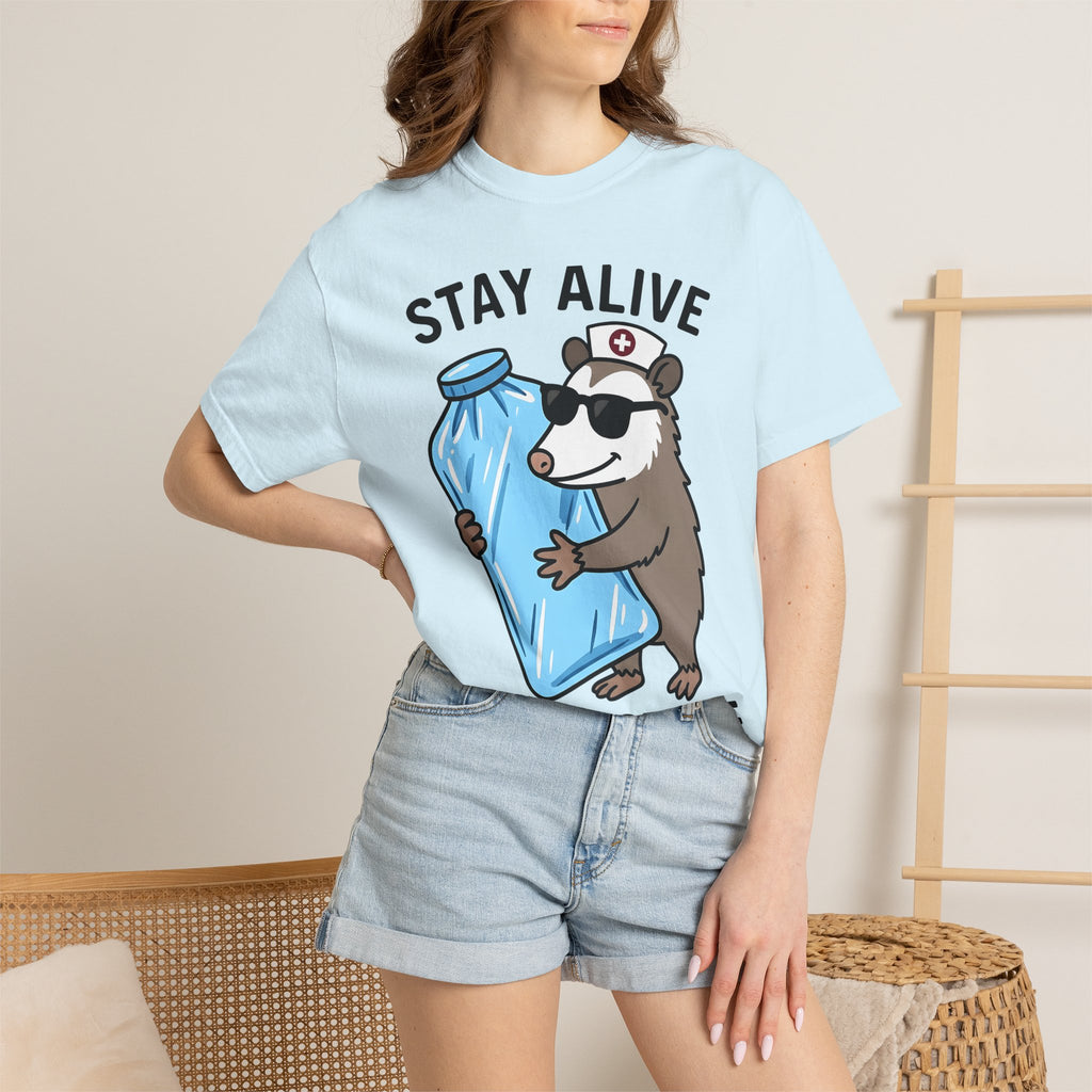 Opossum Nurse Shirt Nurses Humor Gift Women Cartoon Tee Possum T-Shirt Nurse Enthusiast Caricature Tshirt Funny Graphic Doodle Ice Pack