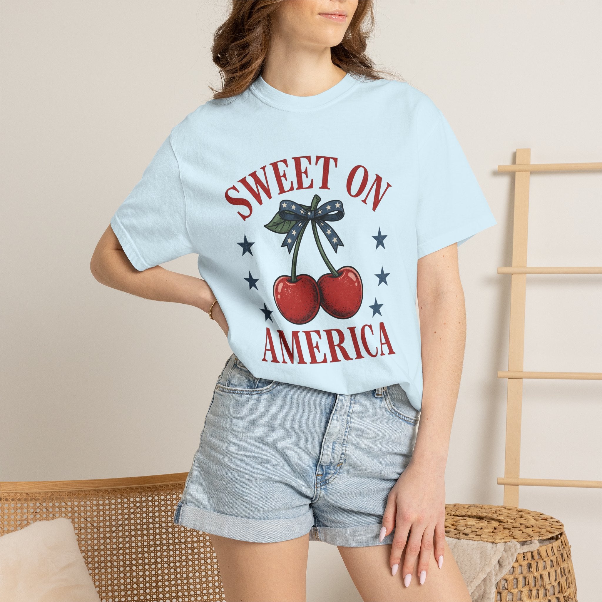 Cherry Pair Shirt America Fruit Gift Women Vintage Tee Cherries T-Shirt American Fan Vintage Tshirt Fruit Graphic Retro Patriotic Bow Tshirt