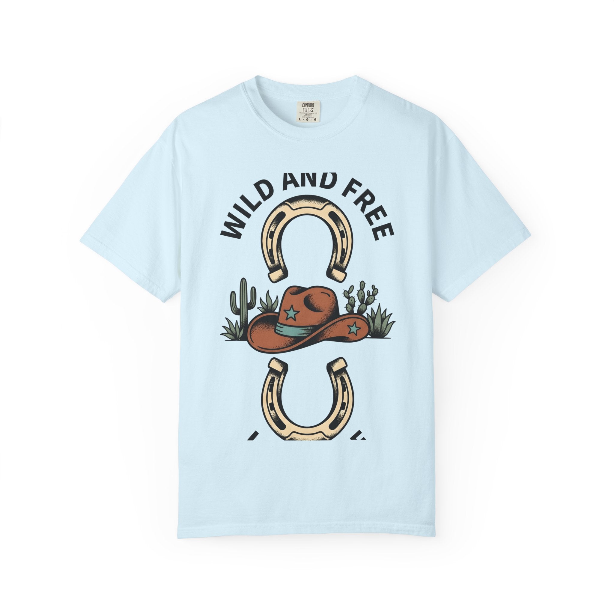 Cowboy Hat Shirt Cowgirl Ranch Gift Women Old West Tee Stetson T-Shirt Cowboy Fan Western Tshirt Farm Graphic Hand Drawn Horseshoe Tshirt