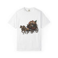 Horse Wagon Shirt Christmas Festive Gift Women Retro Tee Carriage T-Shirt Holiday Fan Vintage Tshirt Cheerful Graphic Sketch Present Boxes