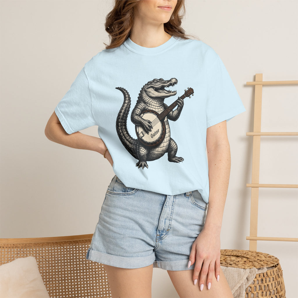 Caiman String Instrument Shirt Animals Composer Gift Women Rustic Tee Lute T-Shirt Wildlife Enthusiast Vintage Tshirt Maestro Graphic Doodle