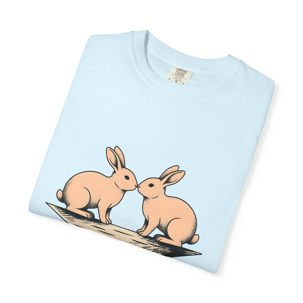 Rabbit Pair Shirt Animals Romance Gift Women Retro Tee Bunny T-Shirt Pet Fan Vintage Tshirt Love Graphic Sketch Love Symbol Tshirt