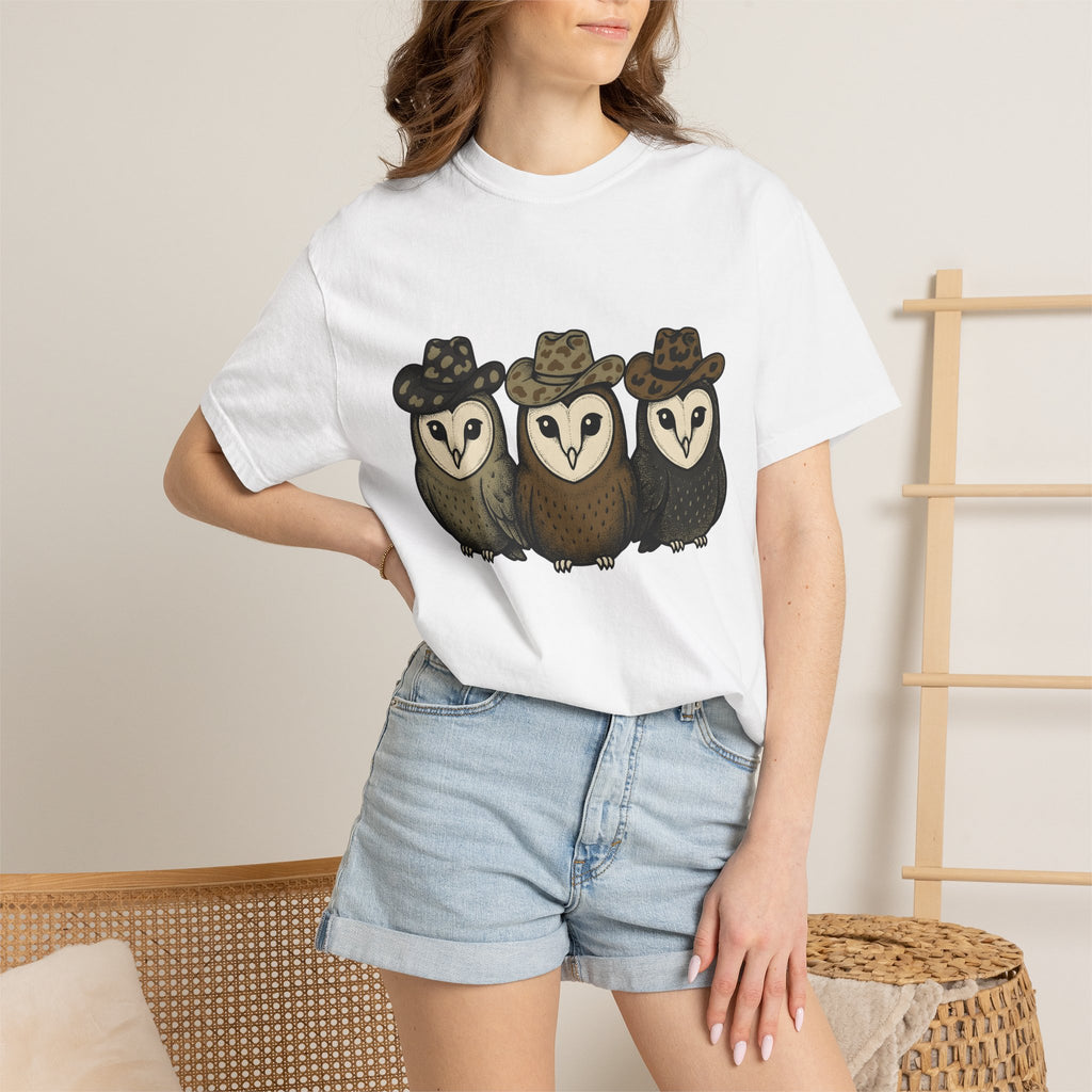 Owl Set Shirt Halloween Wildlife Gift Women Comic Tee Owl T-Shirt Horror Fan Cartoon Tshirt Wildlife Graphic Hand Drawn Cowboy Cap Tshirt