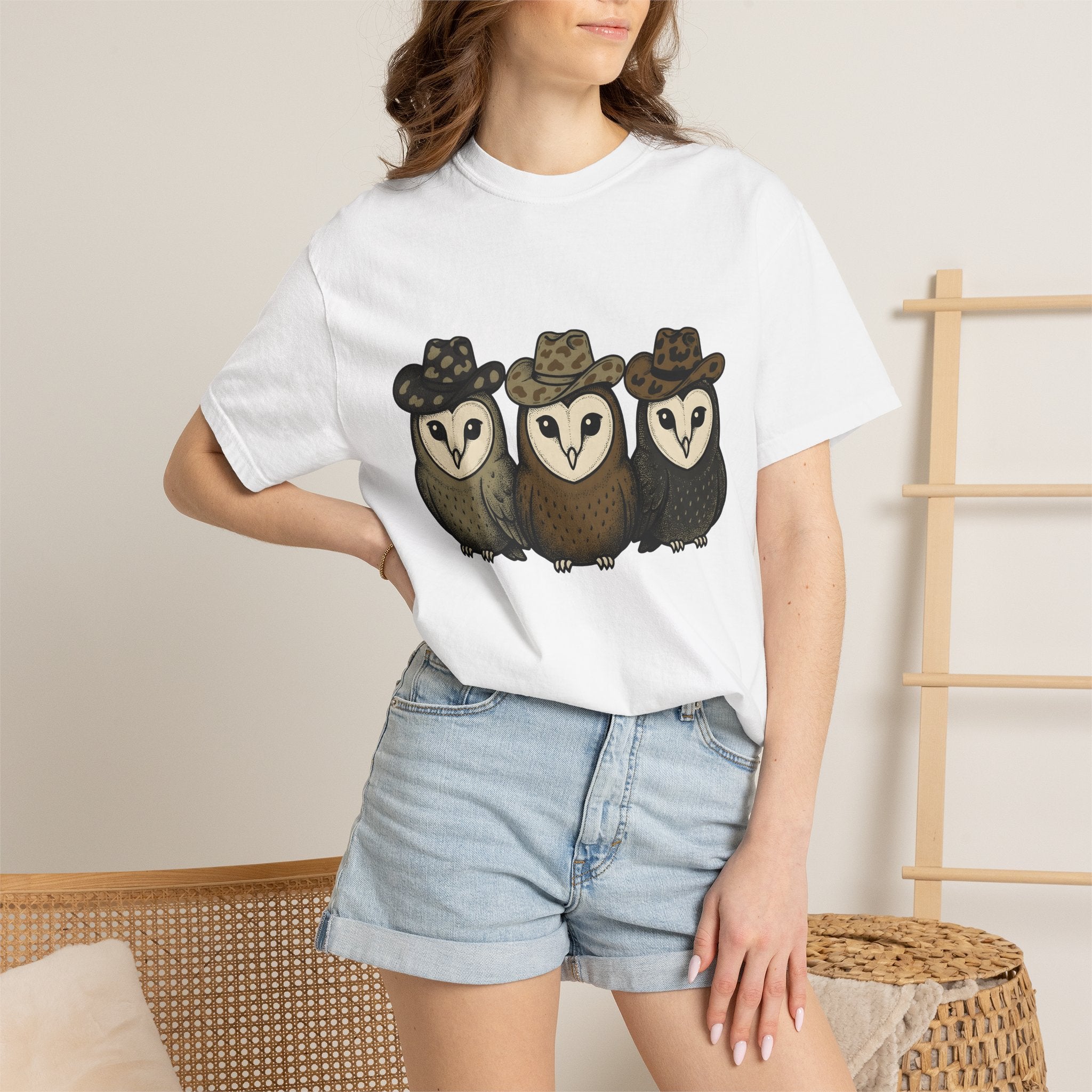 Owl Set Shirt Halloween Wildlife Gift Women Comic Tee Owl T-Shirt Horror Fan Cartoon Tshirt Wildlife Graphic Hand Drawn Cowboy Cap Tshirt