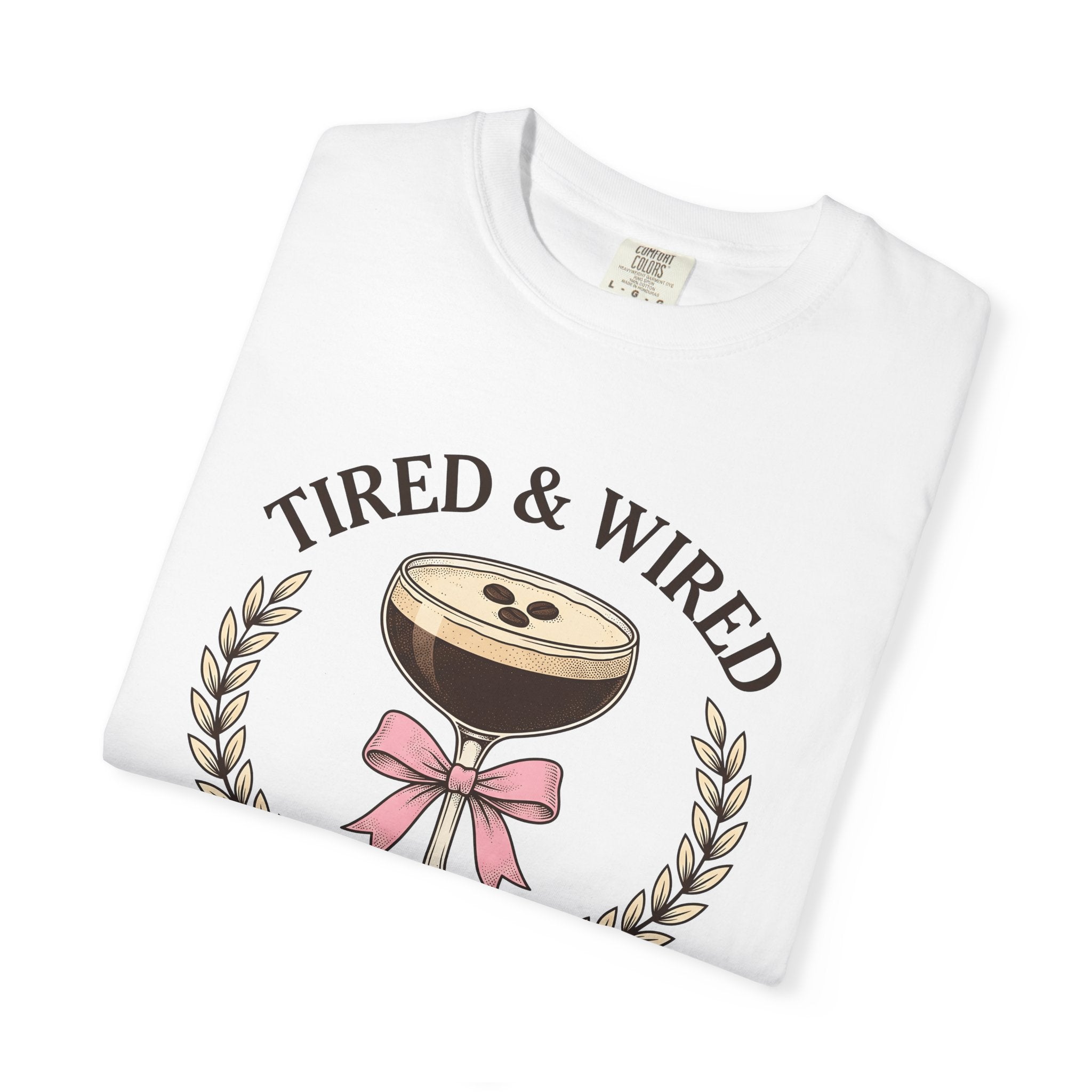 Coffee Cocktail Shirt Coffee Humor Gift Women Vintage Tee Coffee Drink T-Shirt Coffee Fan Retro Tshirt Funny Graphic Hand Drawn Pink Bow