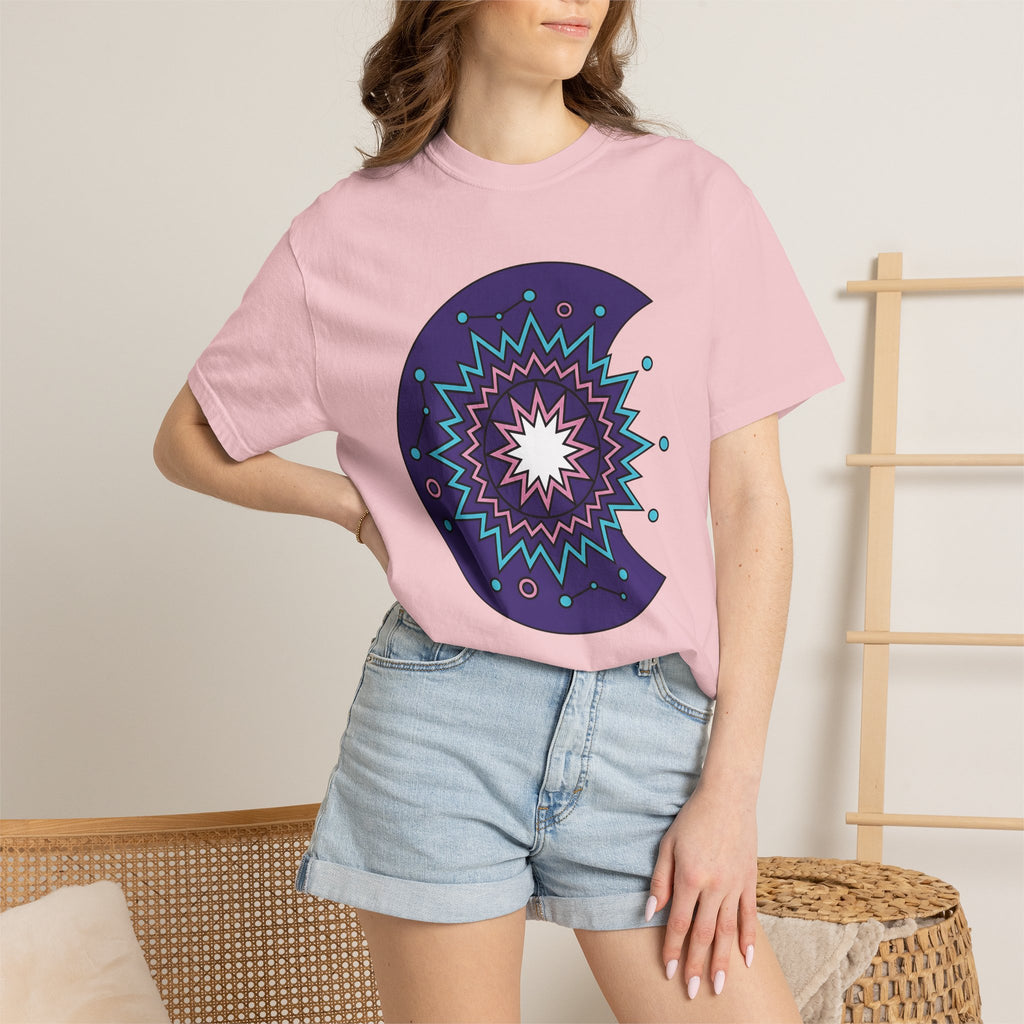 Mandala Moon Shirt Boho Chic Celestial Gift Women Geometric Tee Lunar T-Shirt Hippie Fan Tribal Tshirt Galaxy Graphic Minimalist Star Tshirt