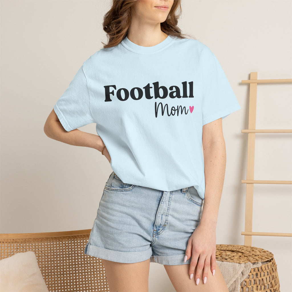 Football Mama Shirt Moms Sportswear Gift Women Sleek Tee Football Mom Mom Fan Modern Tshirt Athletic Graphic Current Heart Shape Tshirt