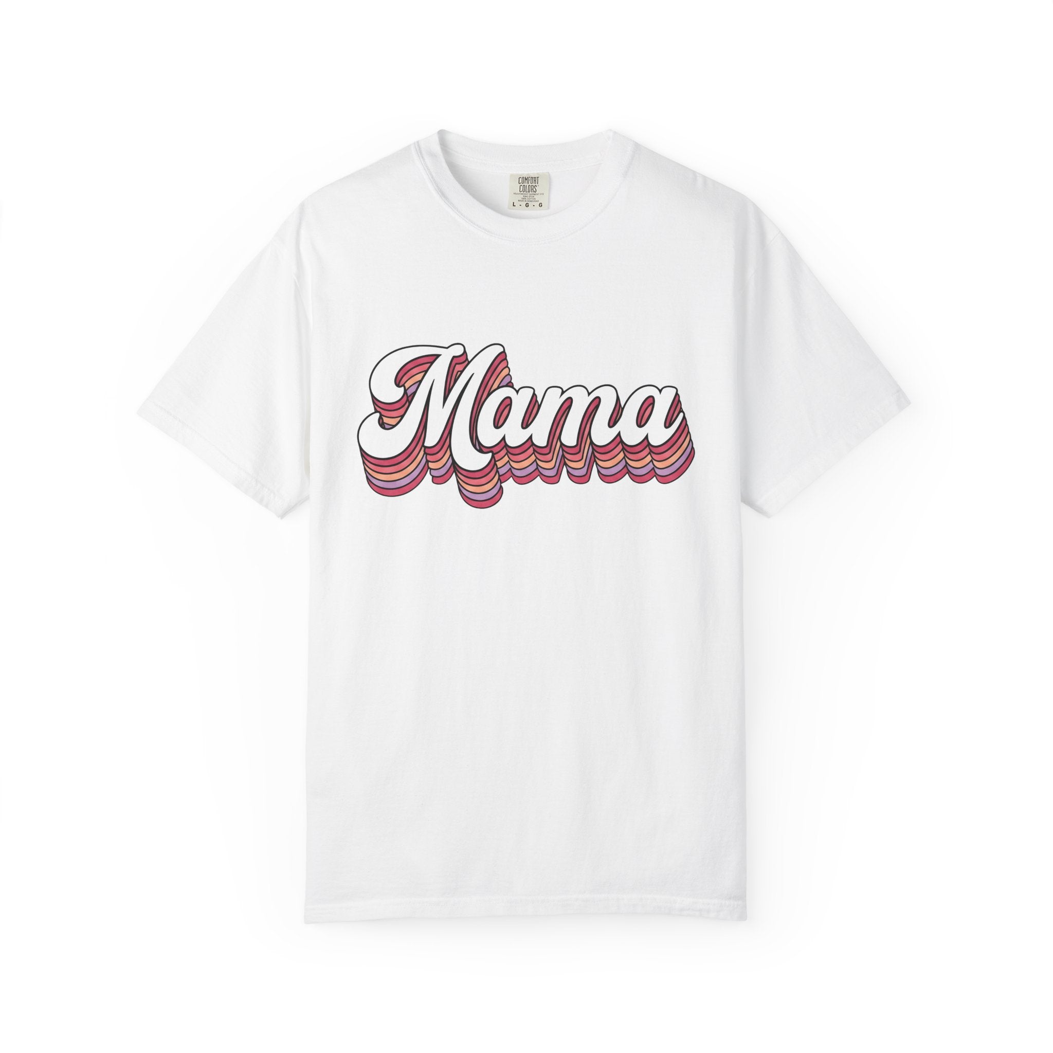 Retro Mama Text Shirt Mom Family Gift Women Bold Tee Mama T-Shirt Mother Enthusiast Brash Tshirt Clan Graphic Vintage Layered Stripes Tshirt