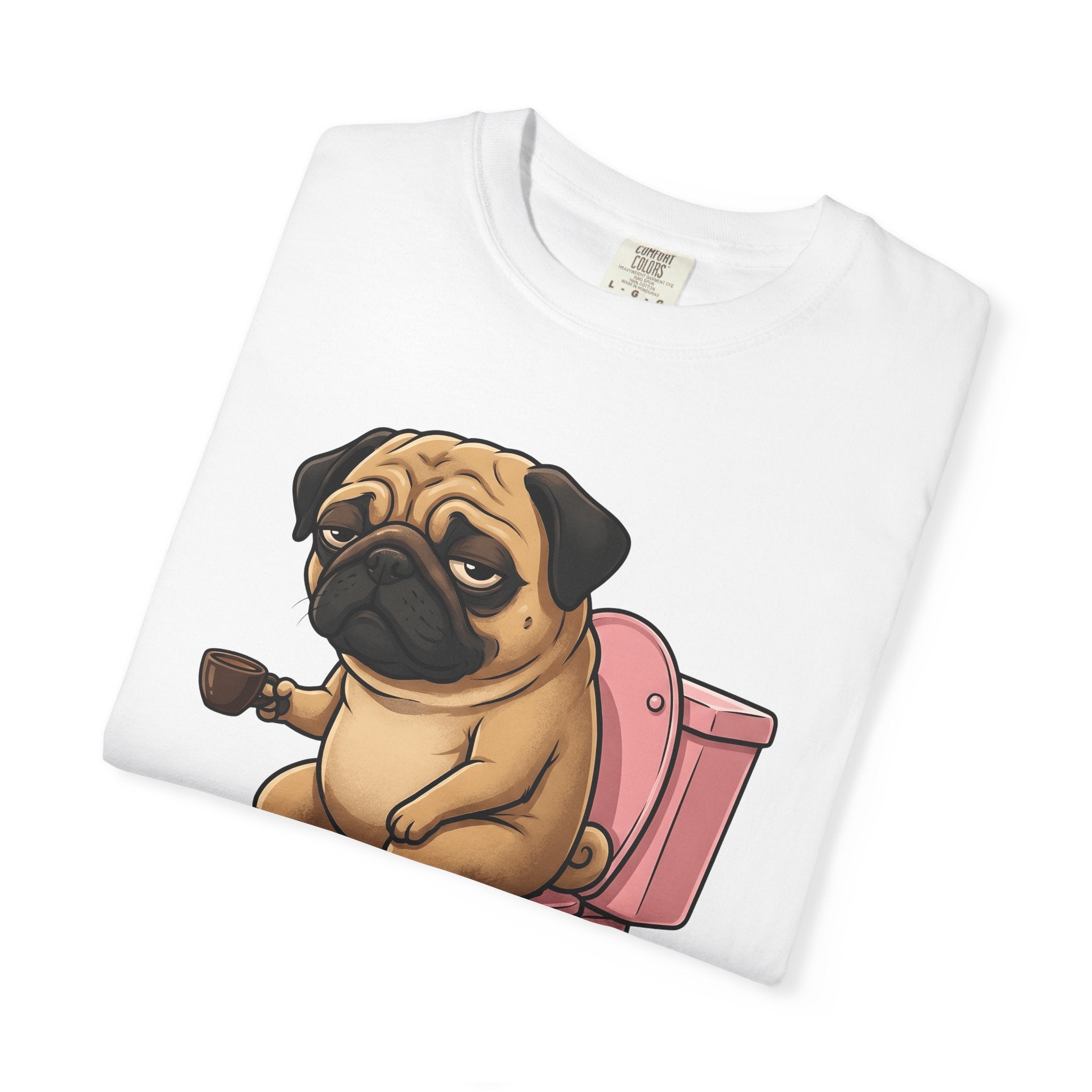 Pug Mocha Shirt Dog Satire Gift Women Animated Tee Pugs T-Shirt Dog Fan Cartoon Tshirt Parody Graphic Line Art Lavatory Tshirt