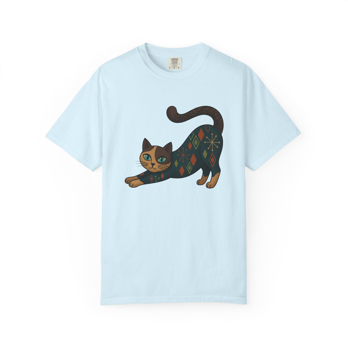 Stretching Cat Shirt Cat Animal Unisex Gift Mid Century Tee Kitten T-Shirt Cat