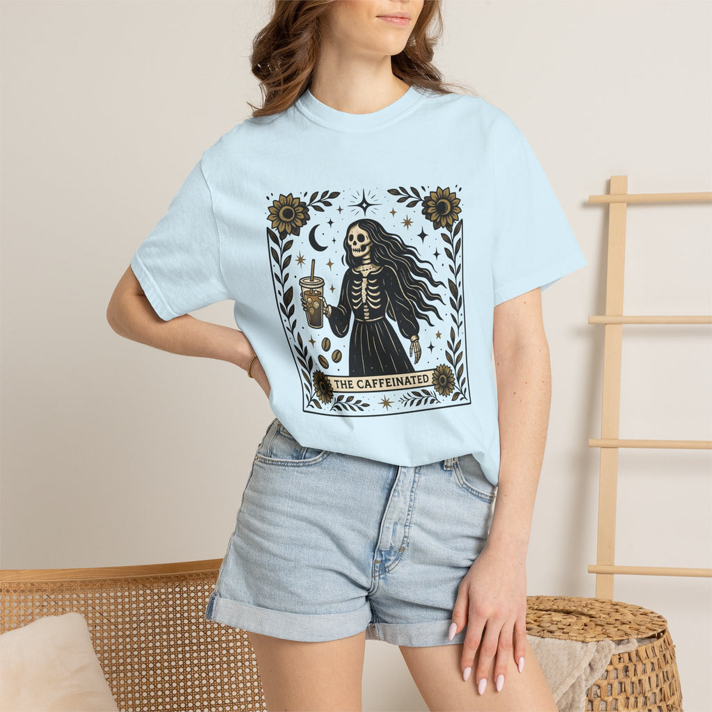 Skeleton Coffee Shirt Coffee Gothic Gift Women Boho Tee Coffee T-Shirt Coffee Fan Bohemian Tshirt Dark Graphic Vintage Sunflower Tshirt