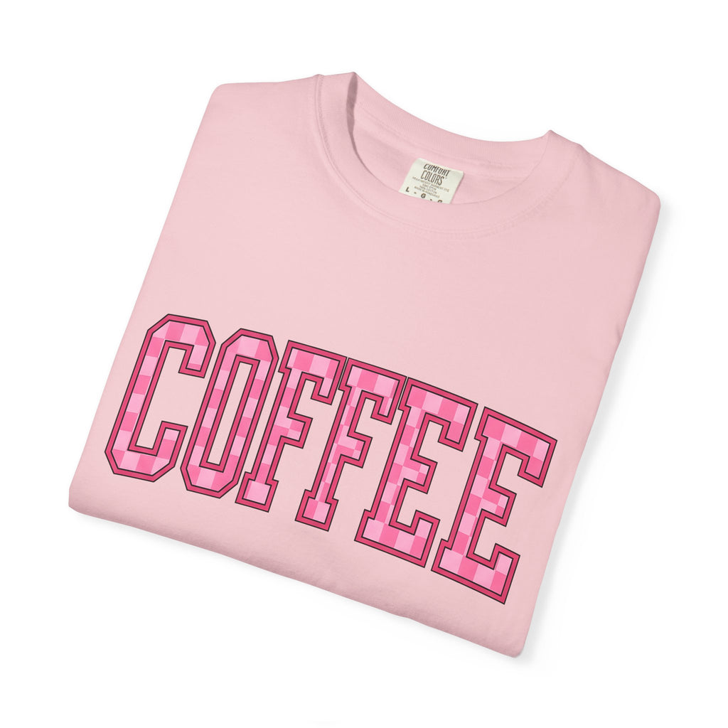 Block Letters Shirt Coffee Teacher Gift Women Bold Tee Typography T-Shirt Coffee Fan Brilliant Tshirt Educator Graphic Retro Checkered