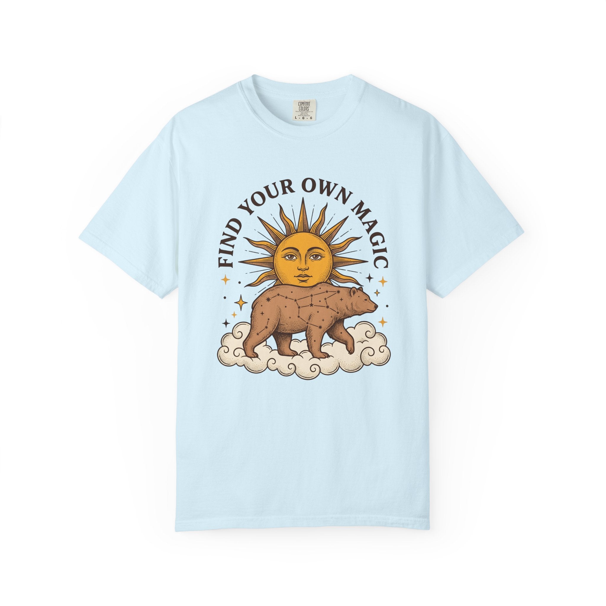 Bear Sun Shirt Cottagecore Wildlife Gift Women Whimsical Tee Ursa T-Shirt Homebody Fan Boho Tshirt Wildlife Graphic Hand Drawn Stars Tshirt