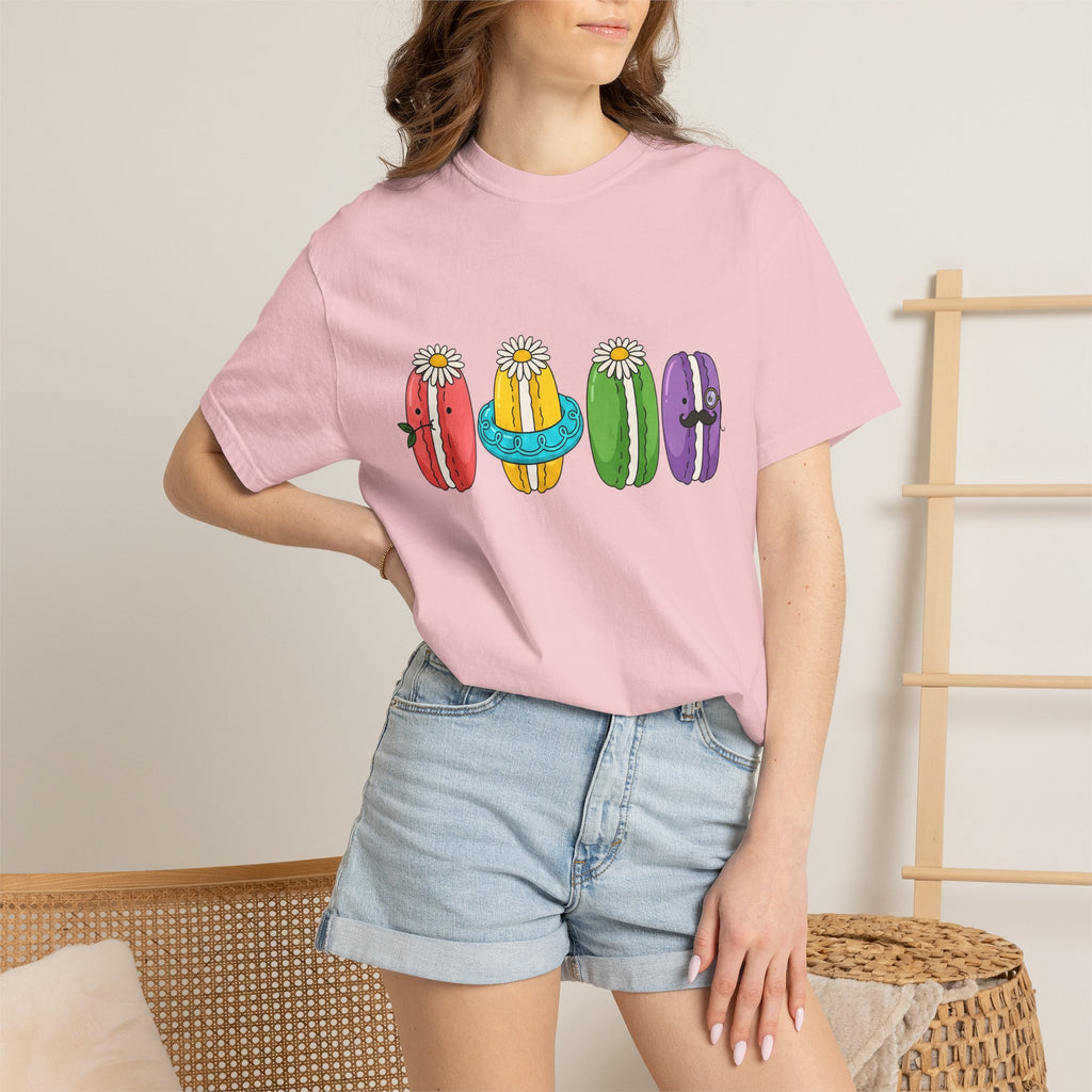 Cute Macarons Shirt Desserts Food Gift Women Kawaii Tee Macaron T-Shirt Pastry Fan Mochi Tshirt Foodie Graphic Cartoon Flowers Tshirt