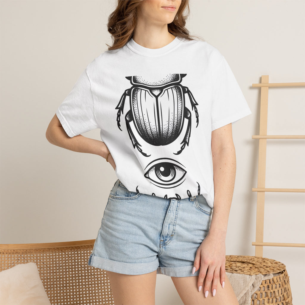 Jewel Beetle Shirt Beetle Occult Gift Women Line Art Tee Buprestid T-Shirt Bug Fan Insect Graphic Tshirt Mystical Illustration Hand Drawn