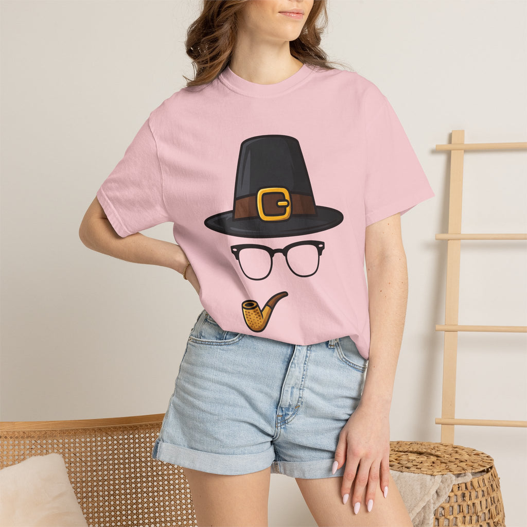 Pilgrim Hat Shirt Thanksgiving Prank Gift Women Animated Tee Pilgrim T-Shirt Turkey Fan Cartoon Tshirt Gag Graphic Basic Smoking Pipe Tshirt