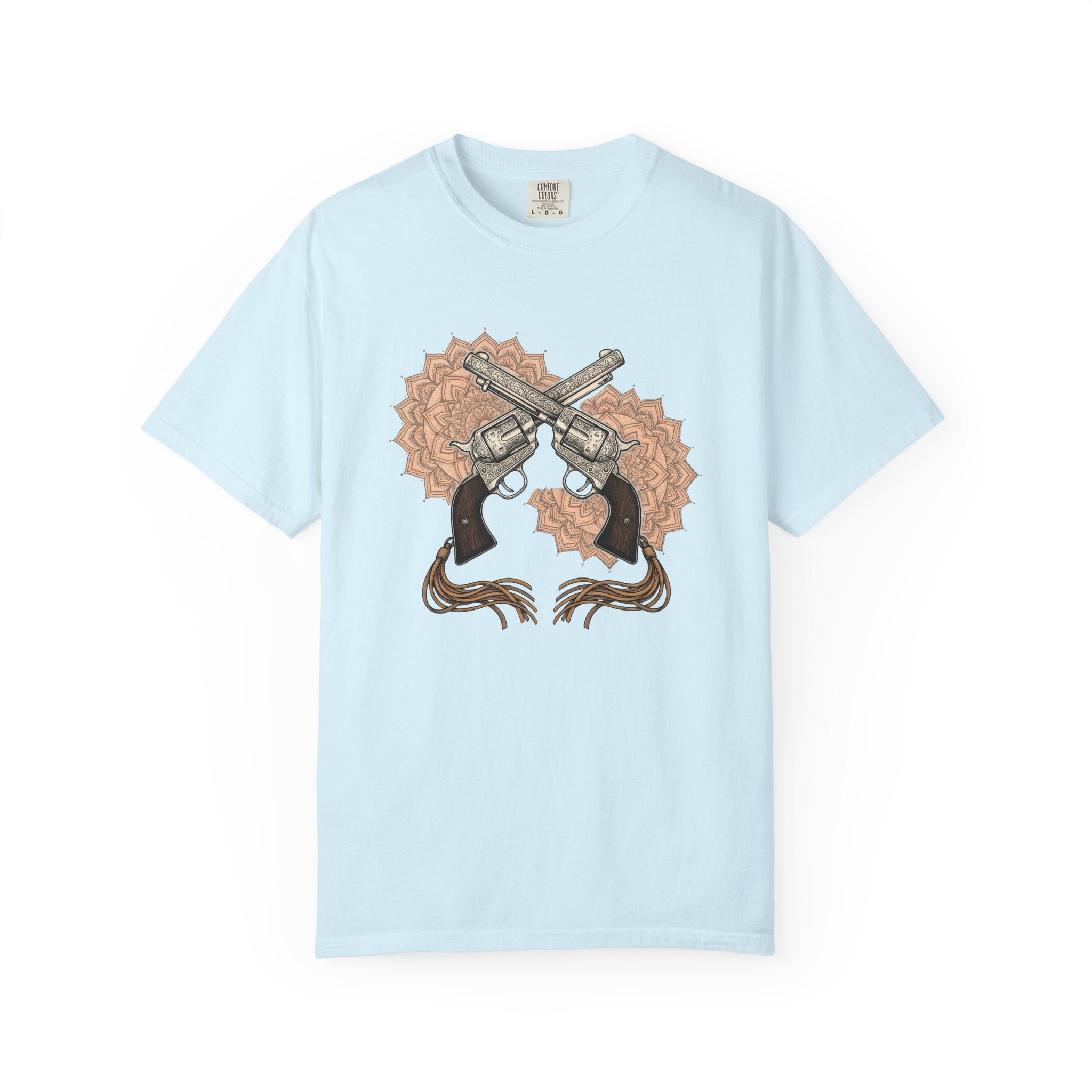 Cowboy Guns Shirt Cowgirl Ranch Gift Women Rustic Tee Revolver T-Shirt Cowboy Fan Western Tshirt Farm Graphic Retro Floral Pattern Tshirt