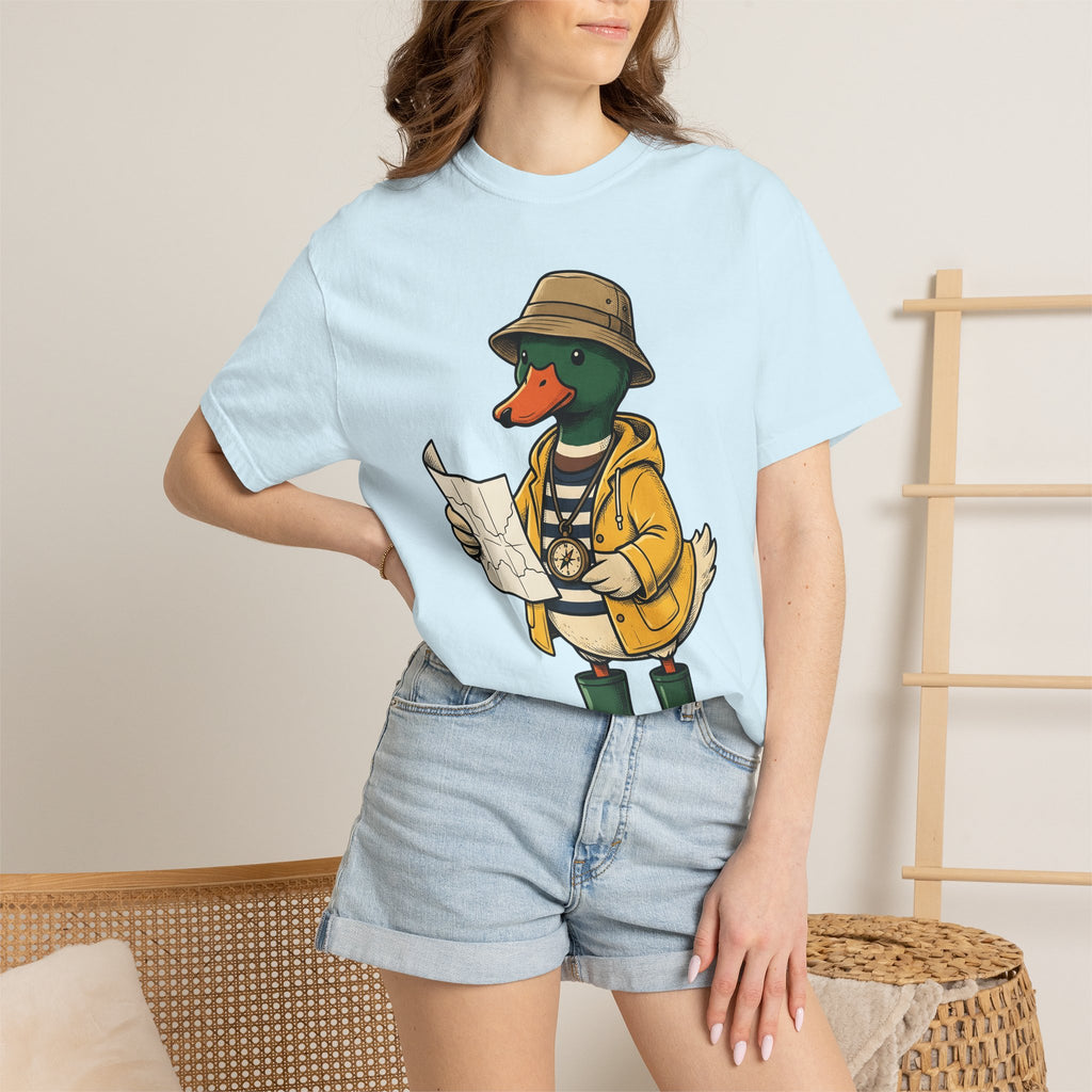 Duck Wanderer Shirt Cute Critter Gift Women Line Art Tee Duck T-Shirt Adorable Fan Minimalist Tshirt Creature Graphic Sketch Direction