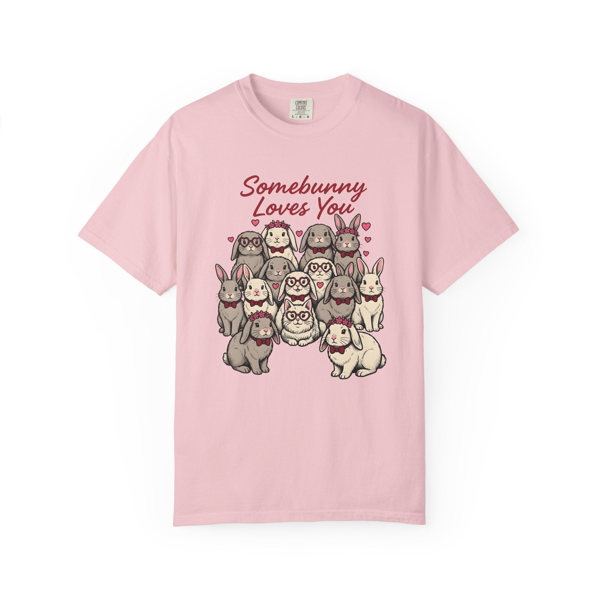 Bunny Group Shirt St. Valentine's Day Animals Gift Women Cute Tee Rabbits T-Shirt Valentine Fan Cute Tshirt Creature Graphic Hand Drawn