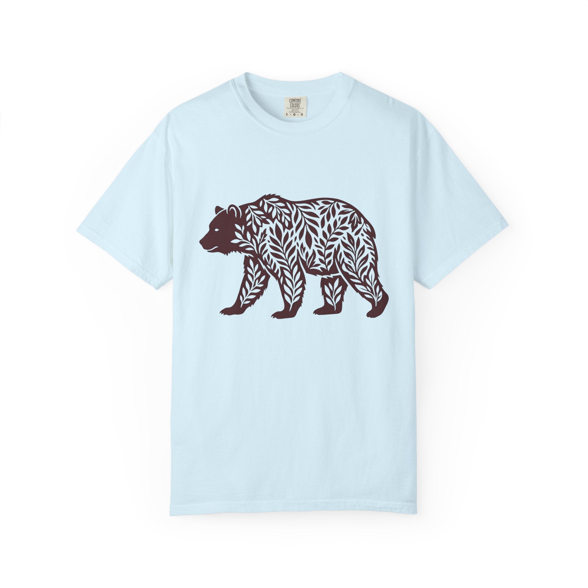 Bear Leaves Shirt Animals Nature Gift Women Botanical Tee Ursine T-Shirt Wildlife Fan Floral Tshirt Environmental Graphic Minimalist Foliage