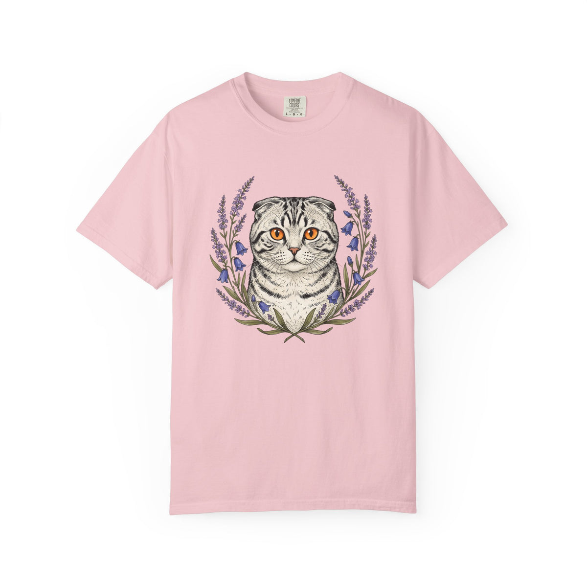 Striped Cat Shirt Cat Botanicals Unisex Gift Sketch Tee Tabby Cat T-Shirt Cat