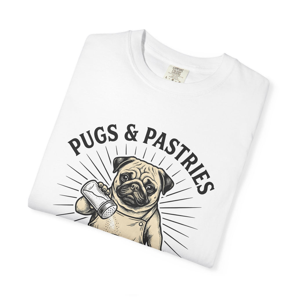 Pug Cupcake Shirt Coffee Pet Gift Women Retro Tee Cupcake T-Shirt Coffee Fan Caffeine Tshirt Dog Graphic Sketch Turnover Tshirt
